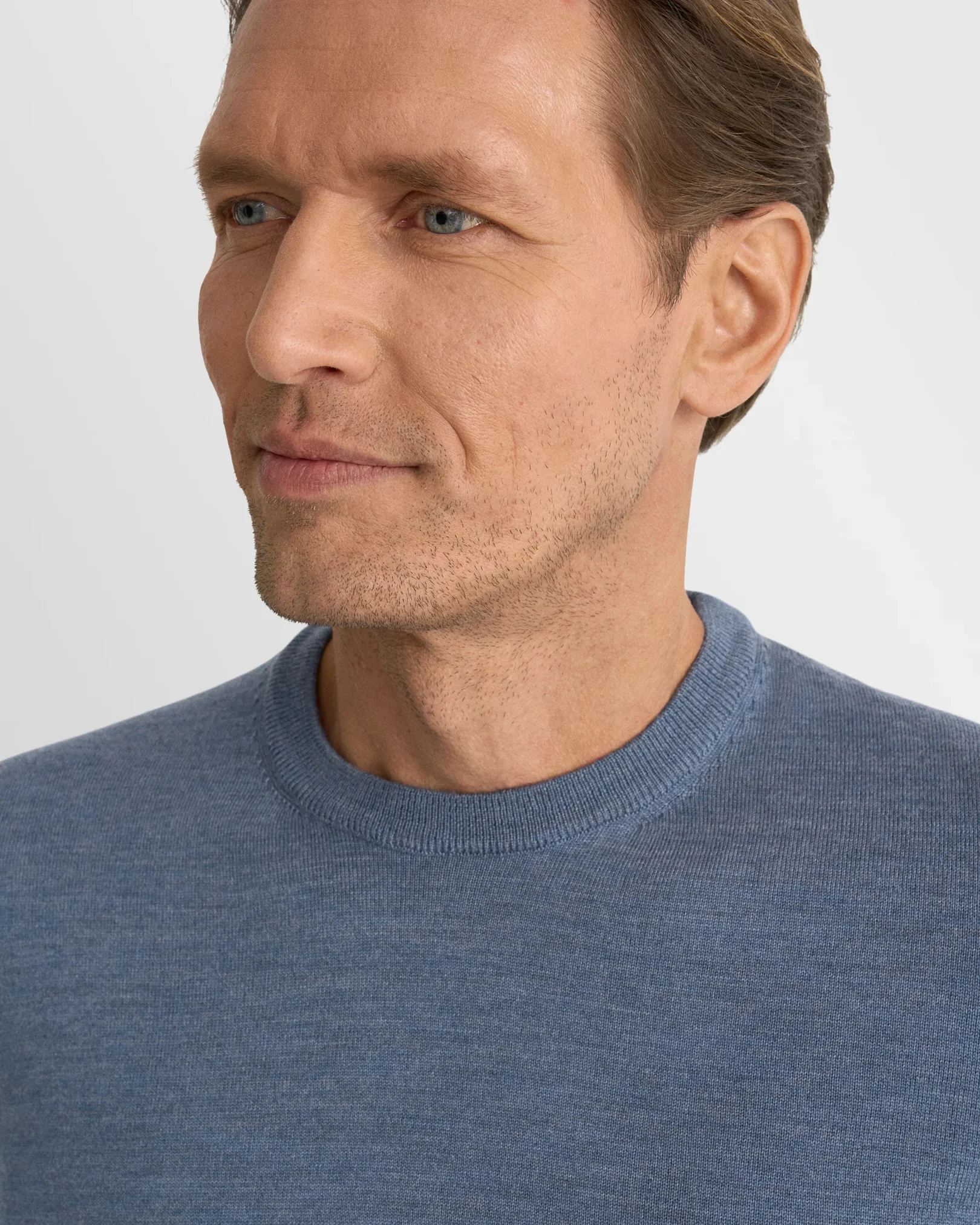 Eton - light blue merino knit crewneck