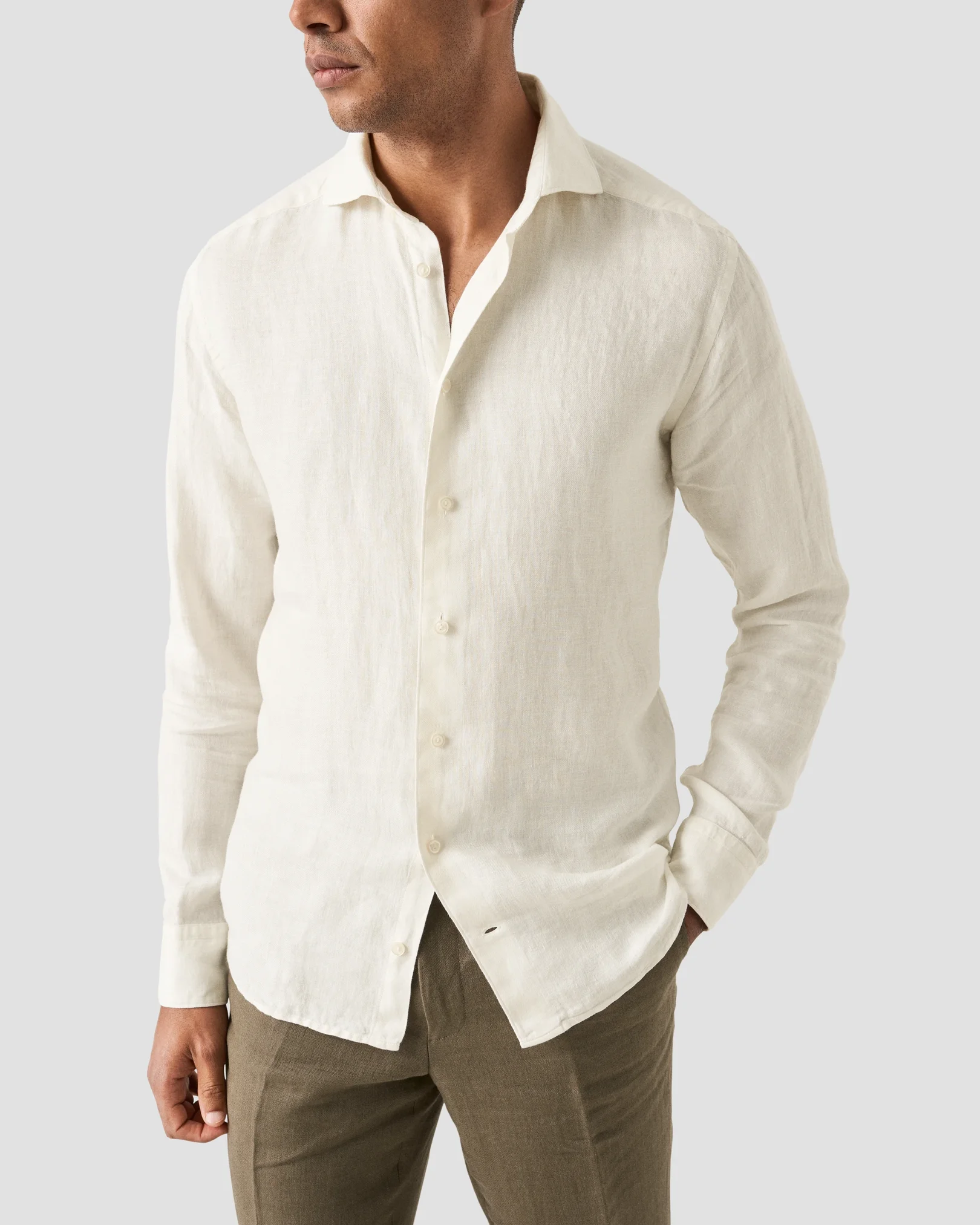 Eton - Solid Twill Linen Shirt