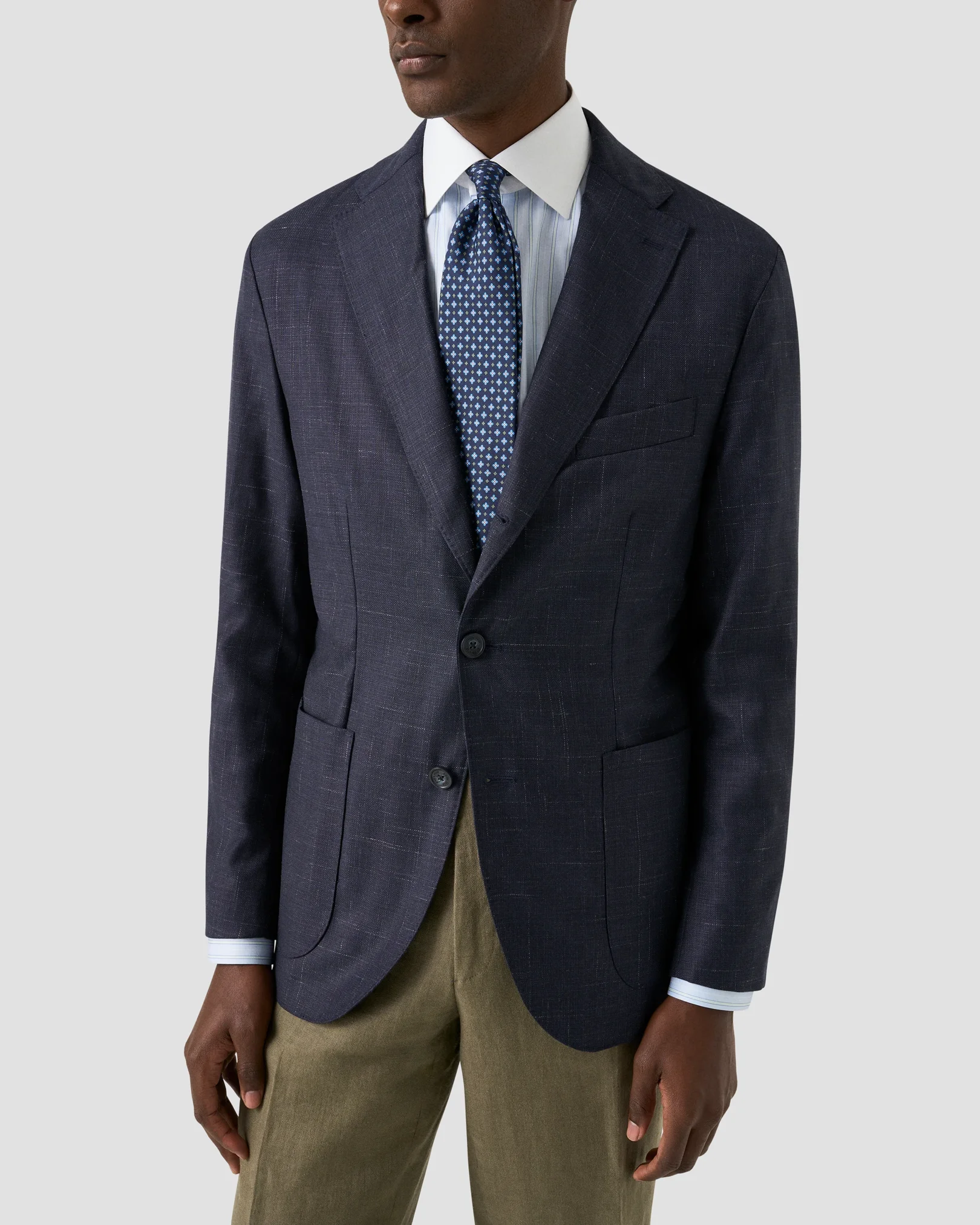 Eton - striped white collar signature twill shirt