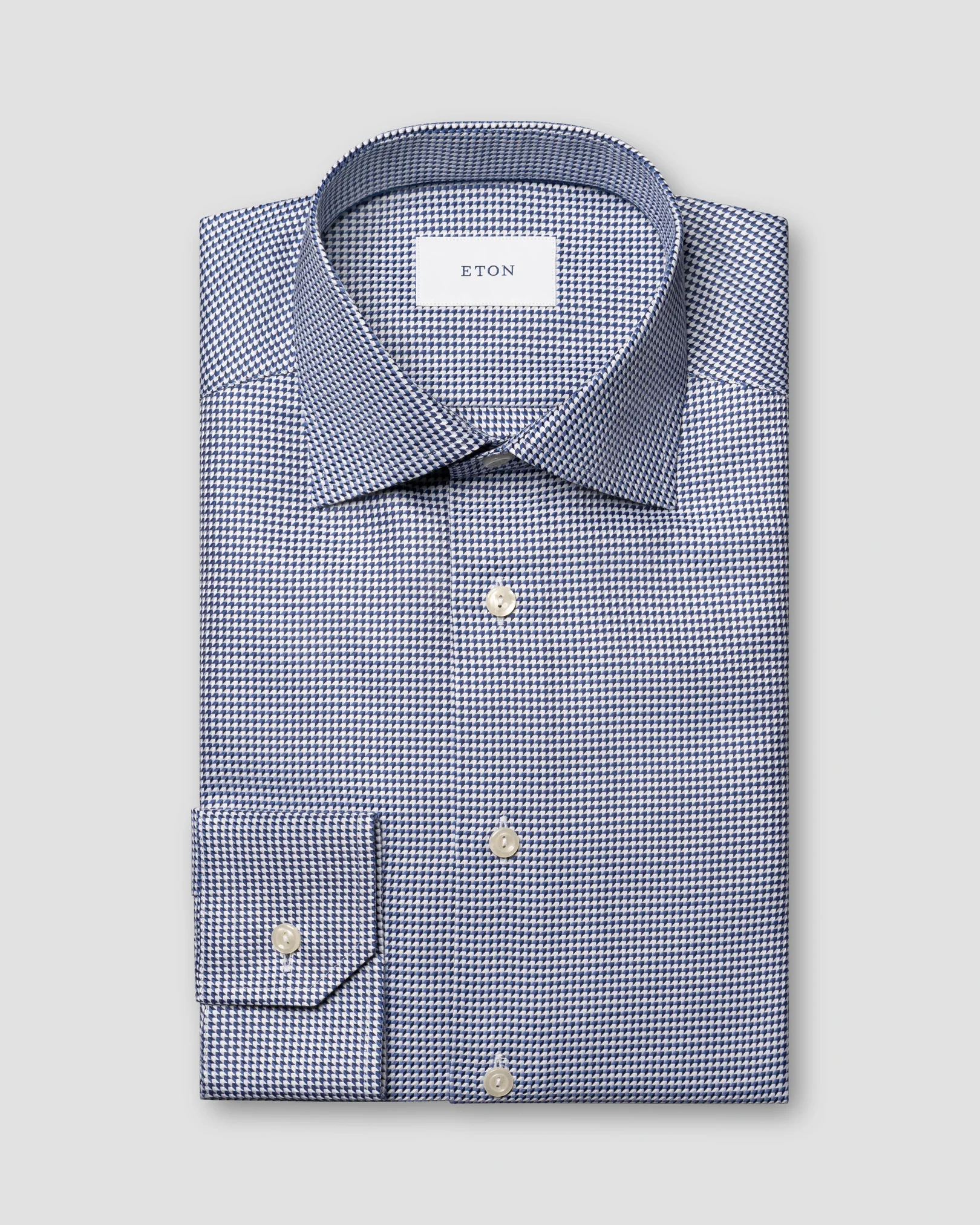 Eton - dark blue houndstooth king twill shirt