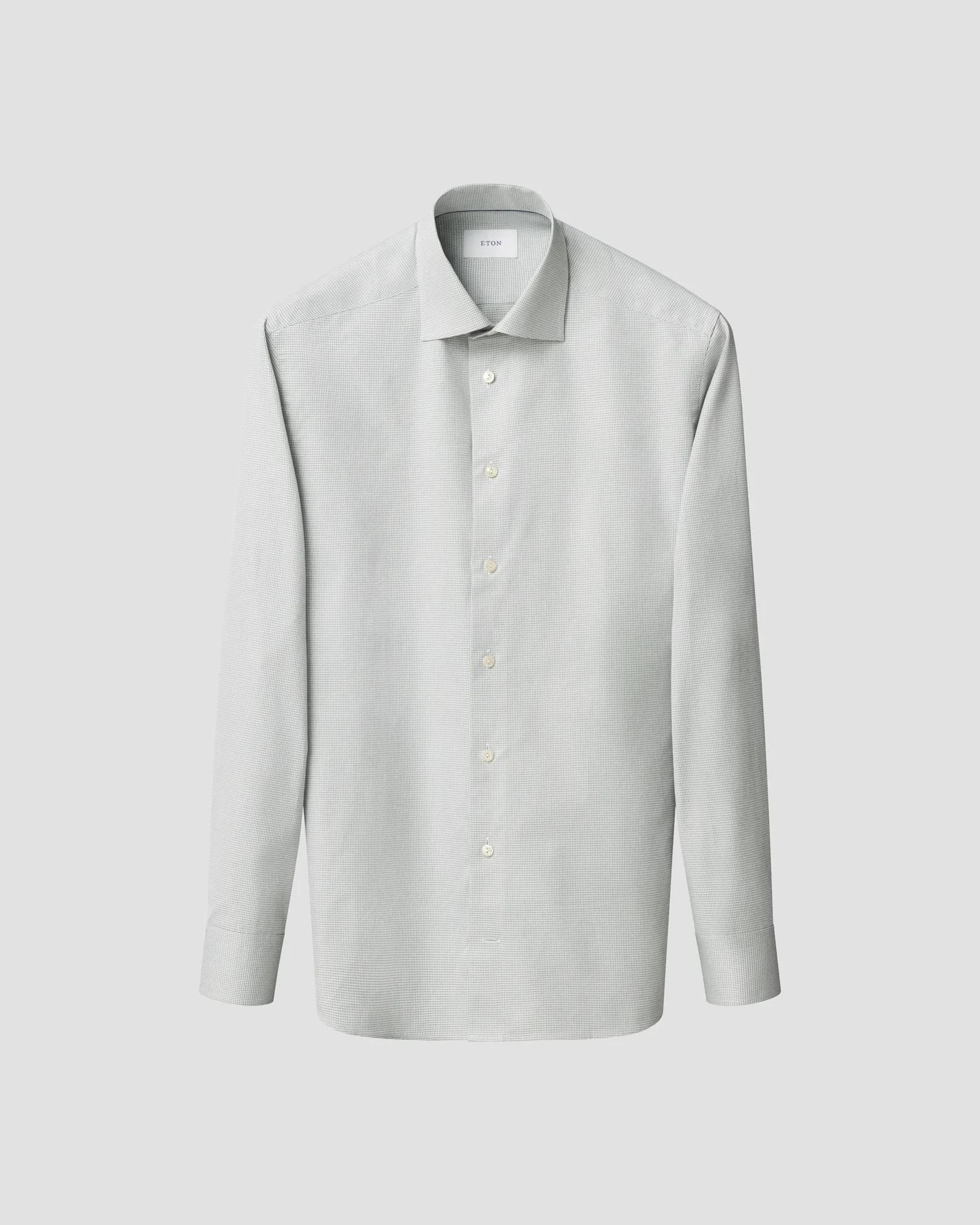 Eton - light green houndstooth signature twill shirt