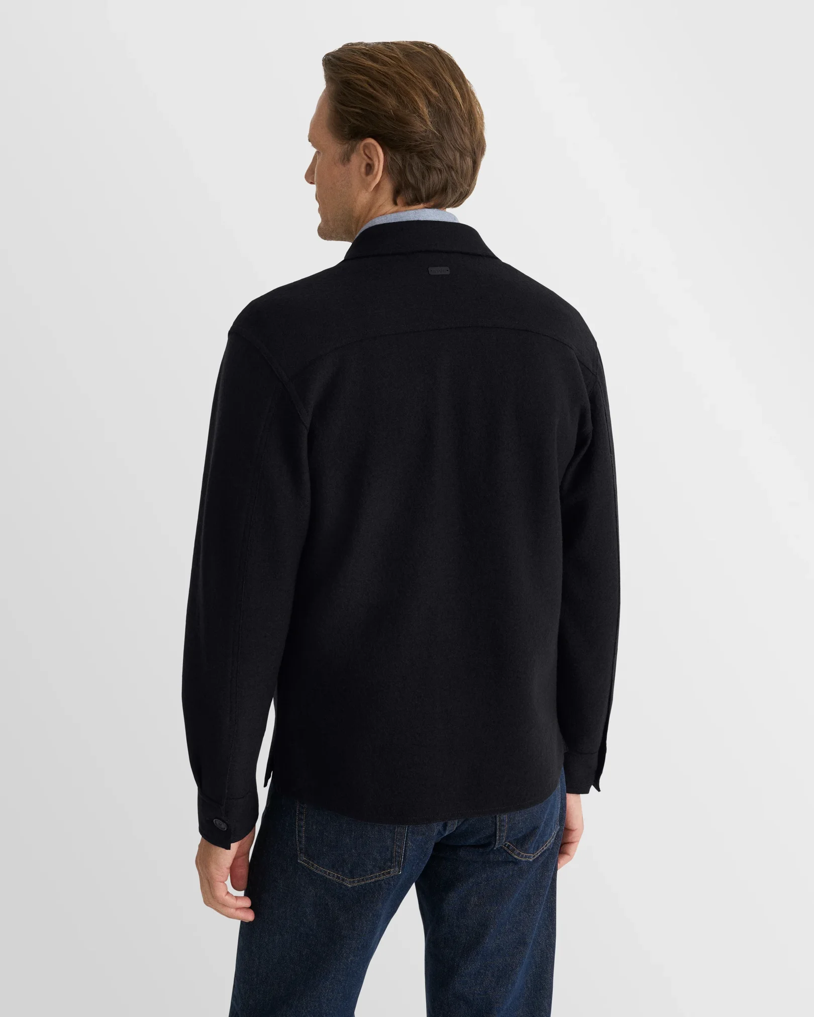 Eton - navy blue boiled wool cotton shirt jacket
