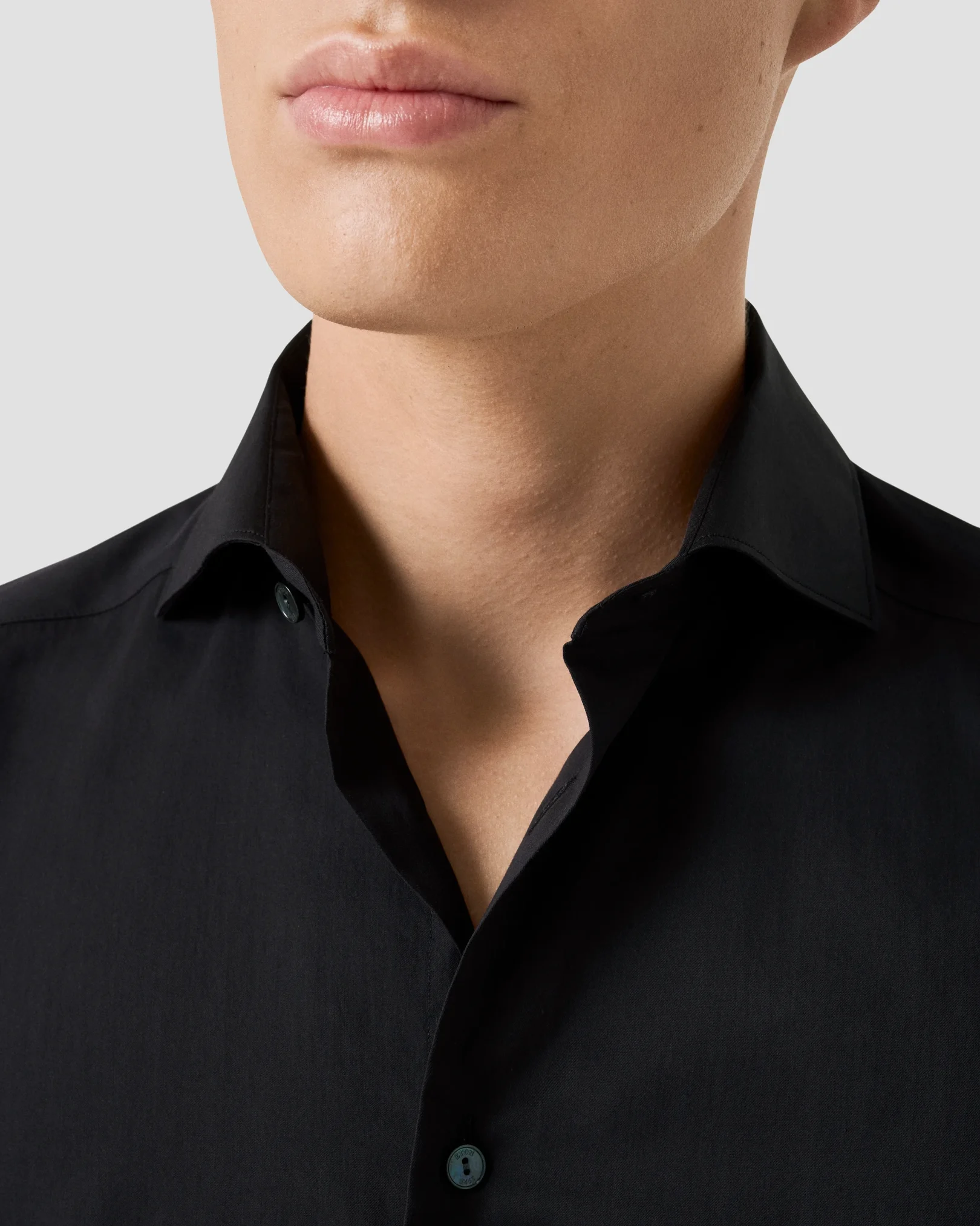 Eton - black solid cotton silk shirt
