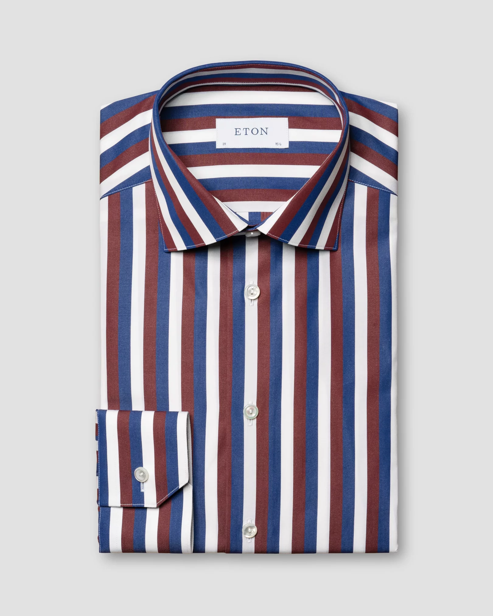 Burgundy Bold Striped Fine Poplin Shirt