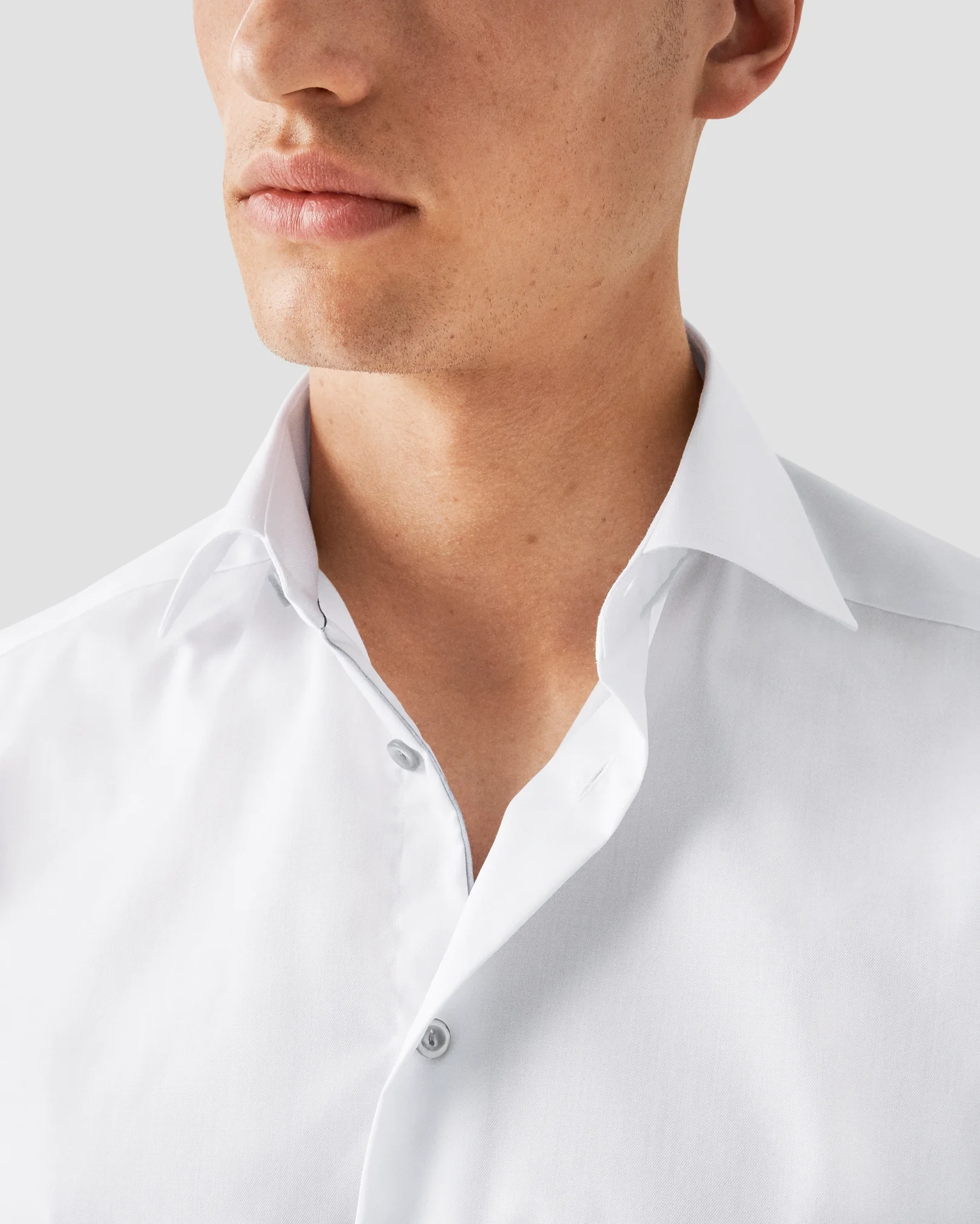 Eton - white twill shirt with grey details