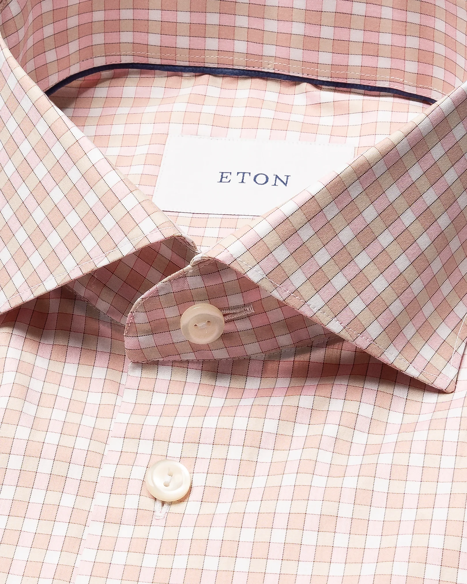 Eton - pink check breeze poplin shirt