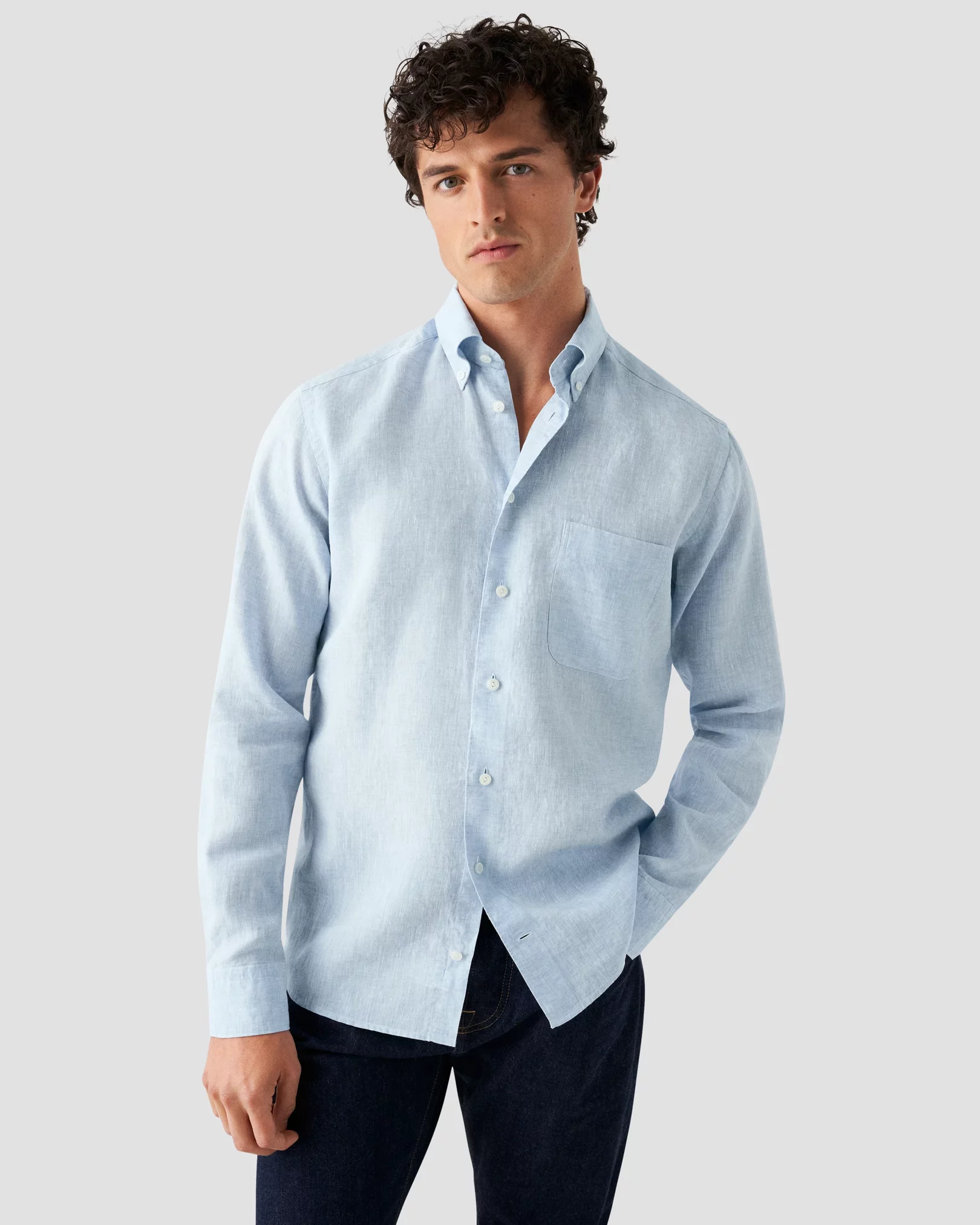 Eton - light blue linen shirt button down