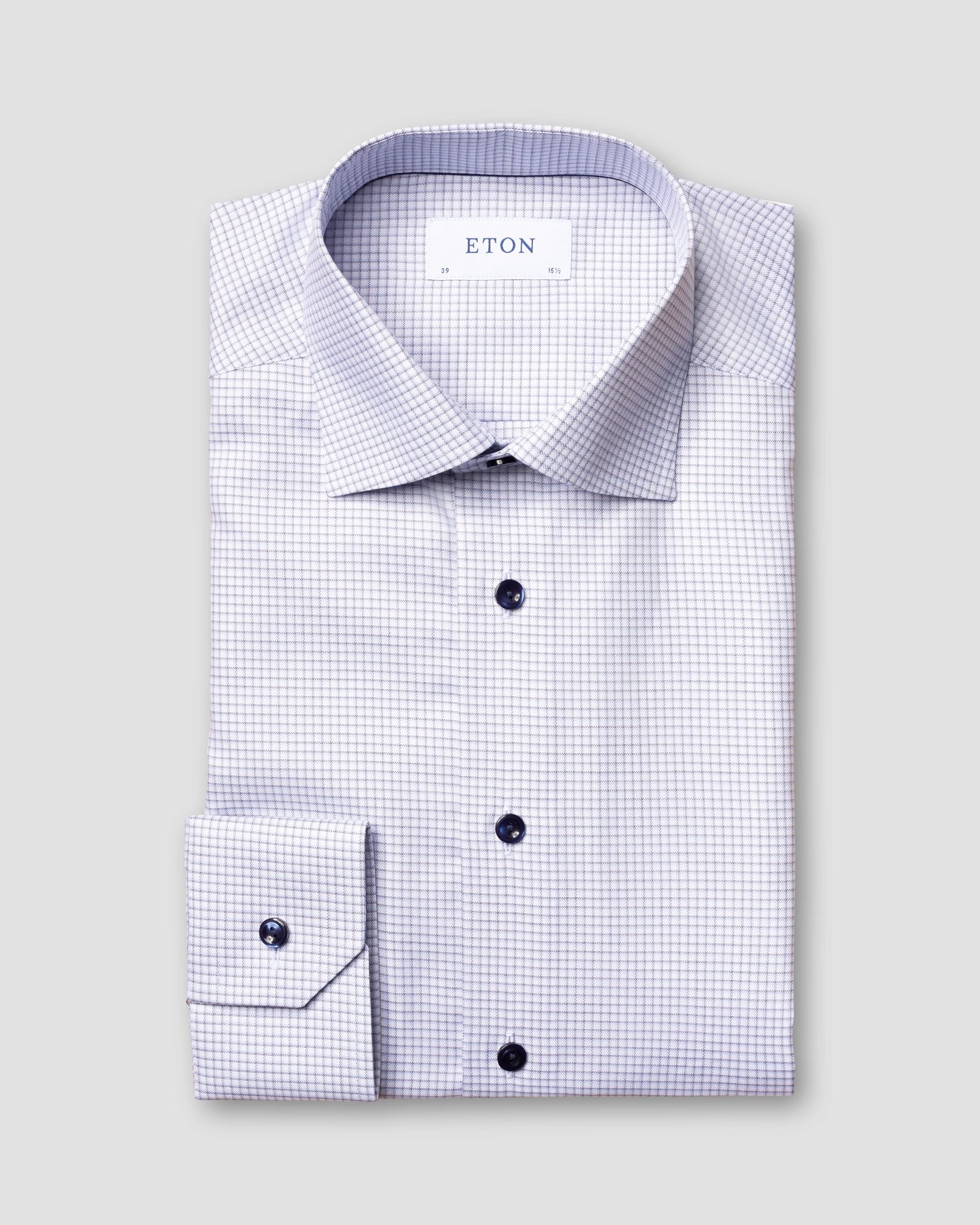 Eton - navy mini checked signature twill shirt