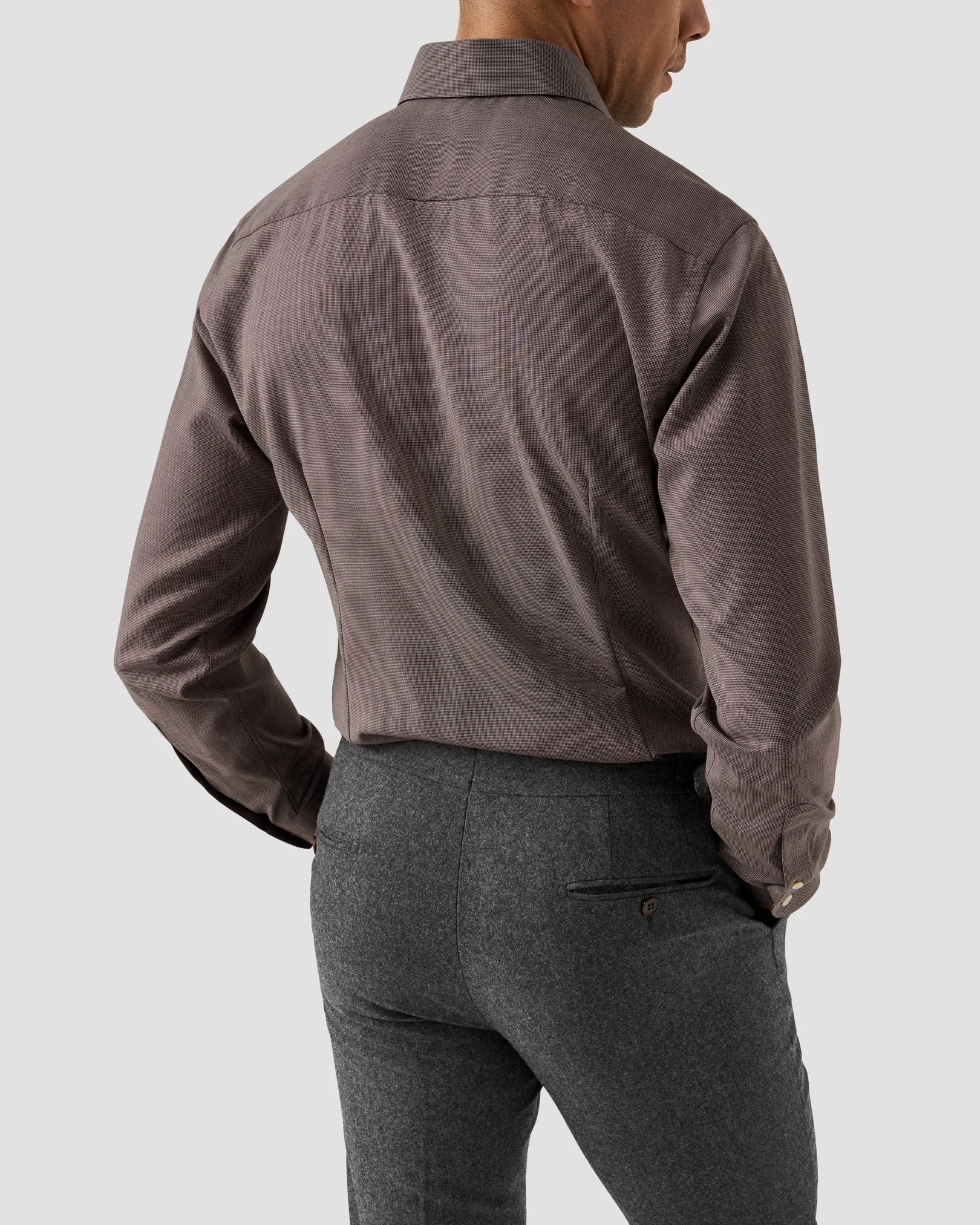 Eton - semi solid red merino shirt