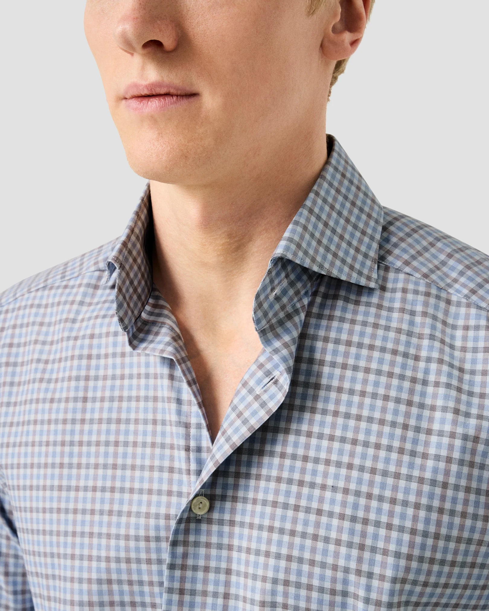 Eton - three color check twill shirt