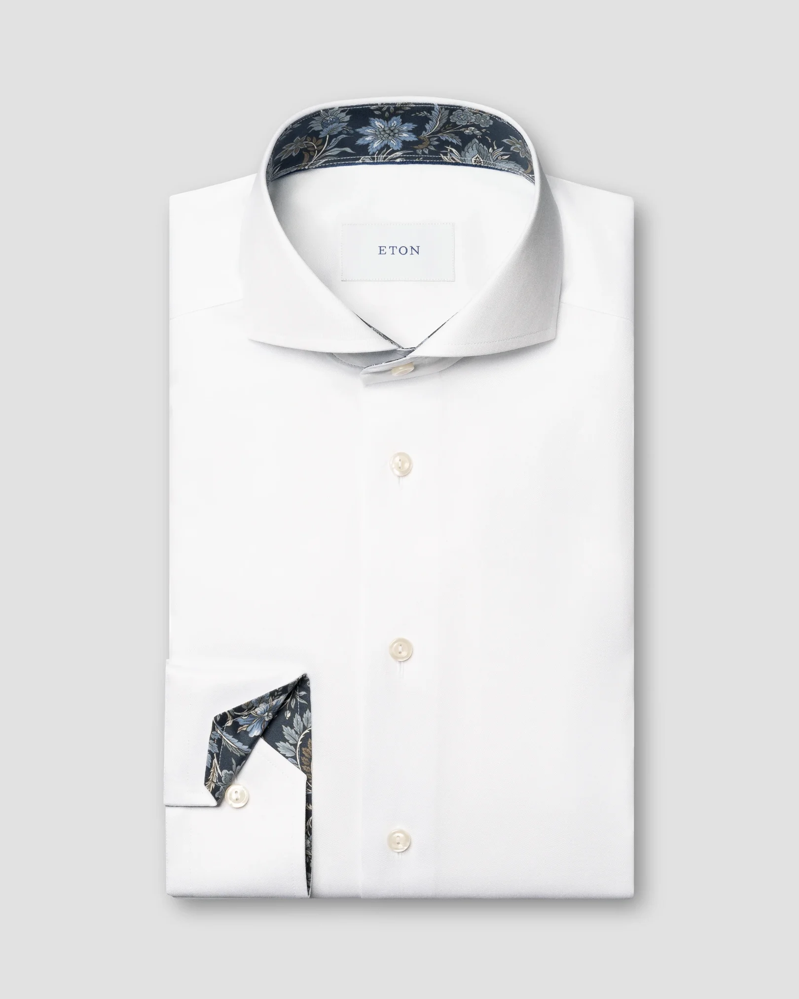 Eton - floral effect signature twill shirt extreme cut away 256
