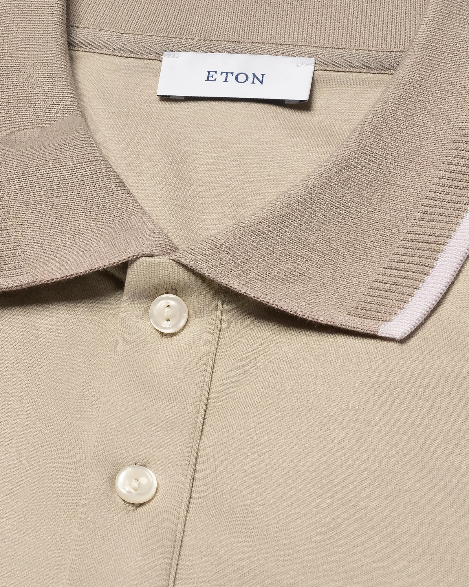 Eton - beige cotton interlock polo shirt