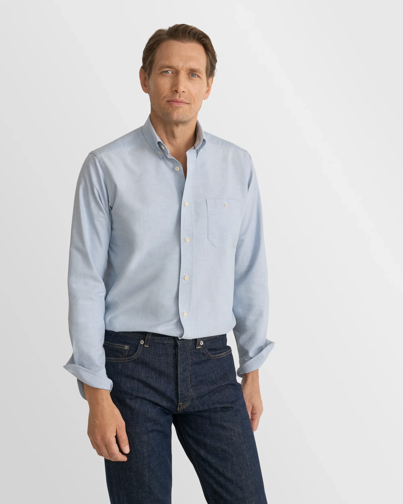 Eton - light blue solid oxford shirt