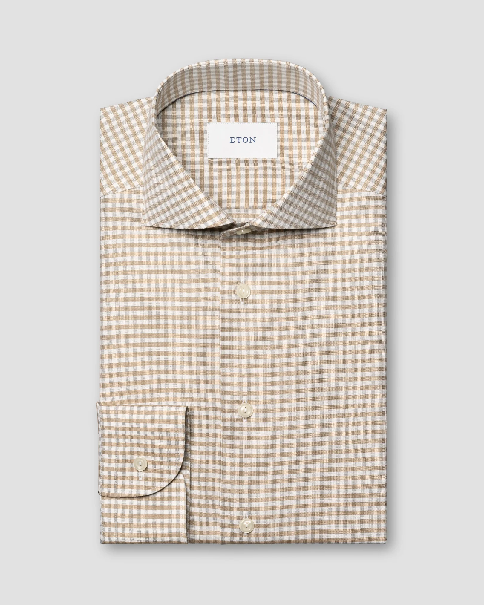 Eton - beige check signature oxford shirt wide spread