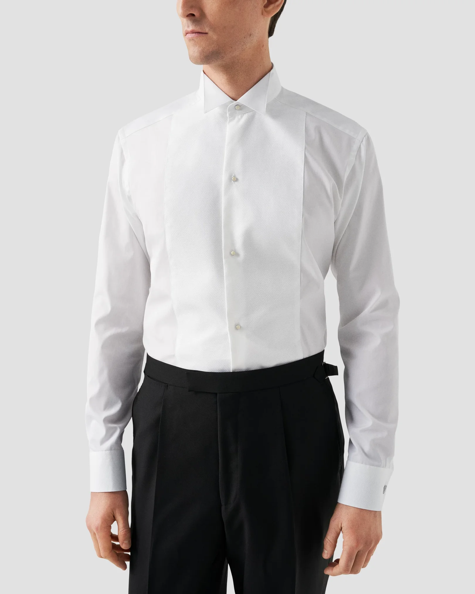 Eton - white pique bib front tuxedo shirt