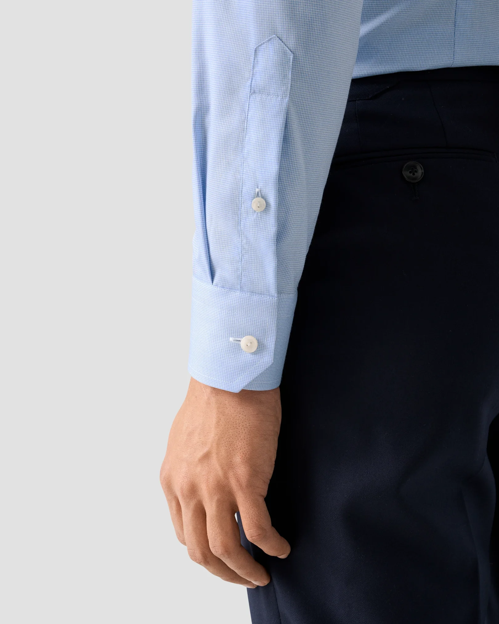 Eton - Light Blue Houndstooth Fine Twill Shirt