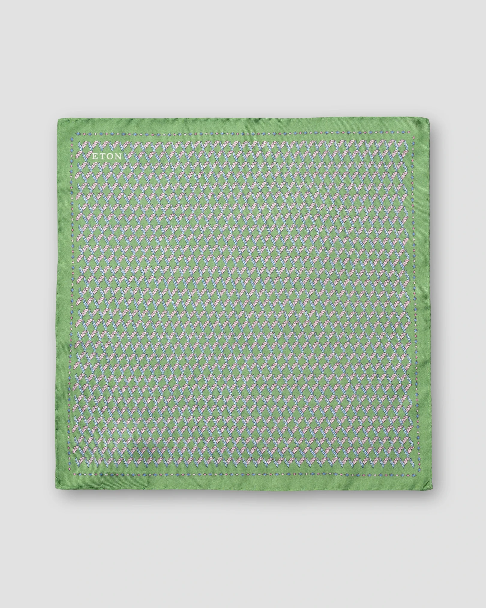 Eton - leaf silk twill pocket square mid green