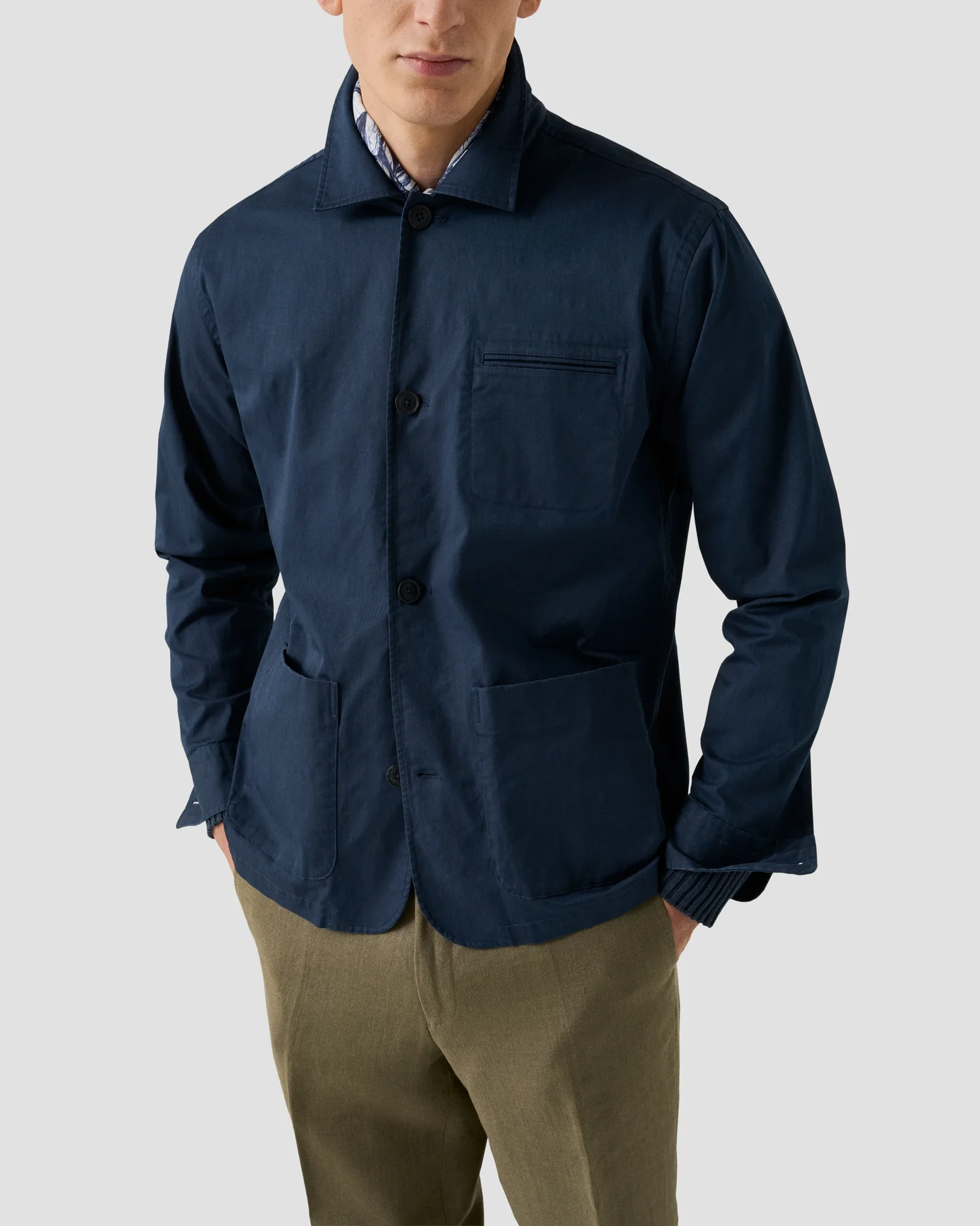 Eton - light cotton chore jacket navy blue light 261
