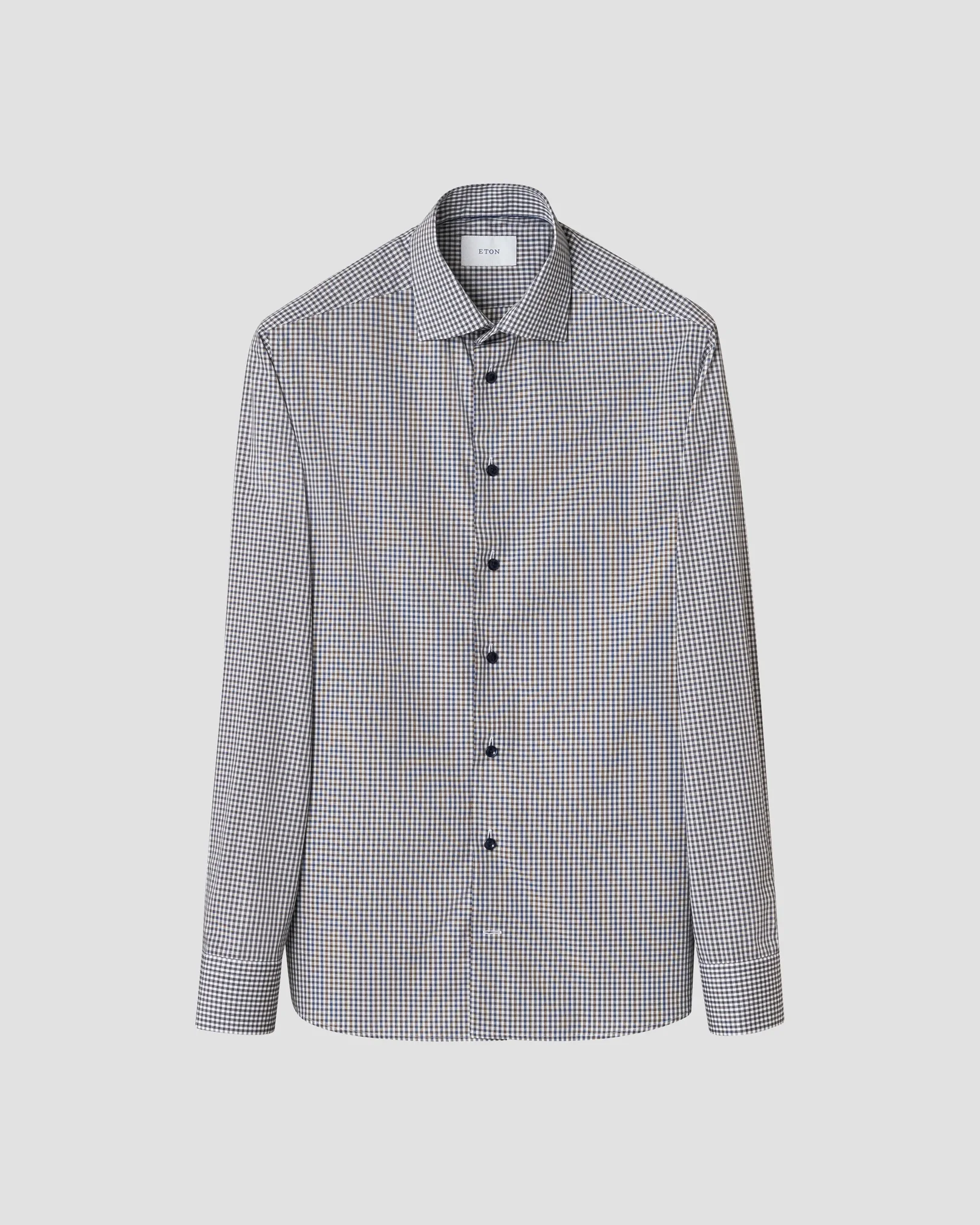 Eton - fine check poplin shirt cut away 260