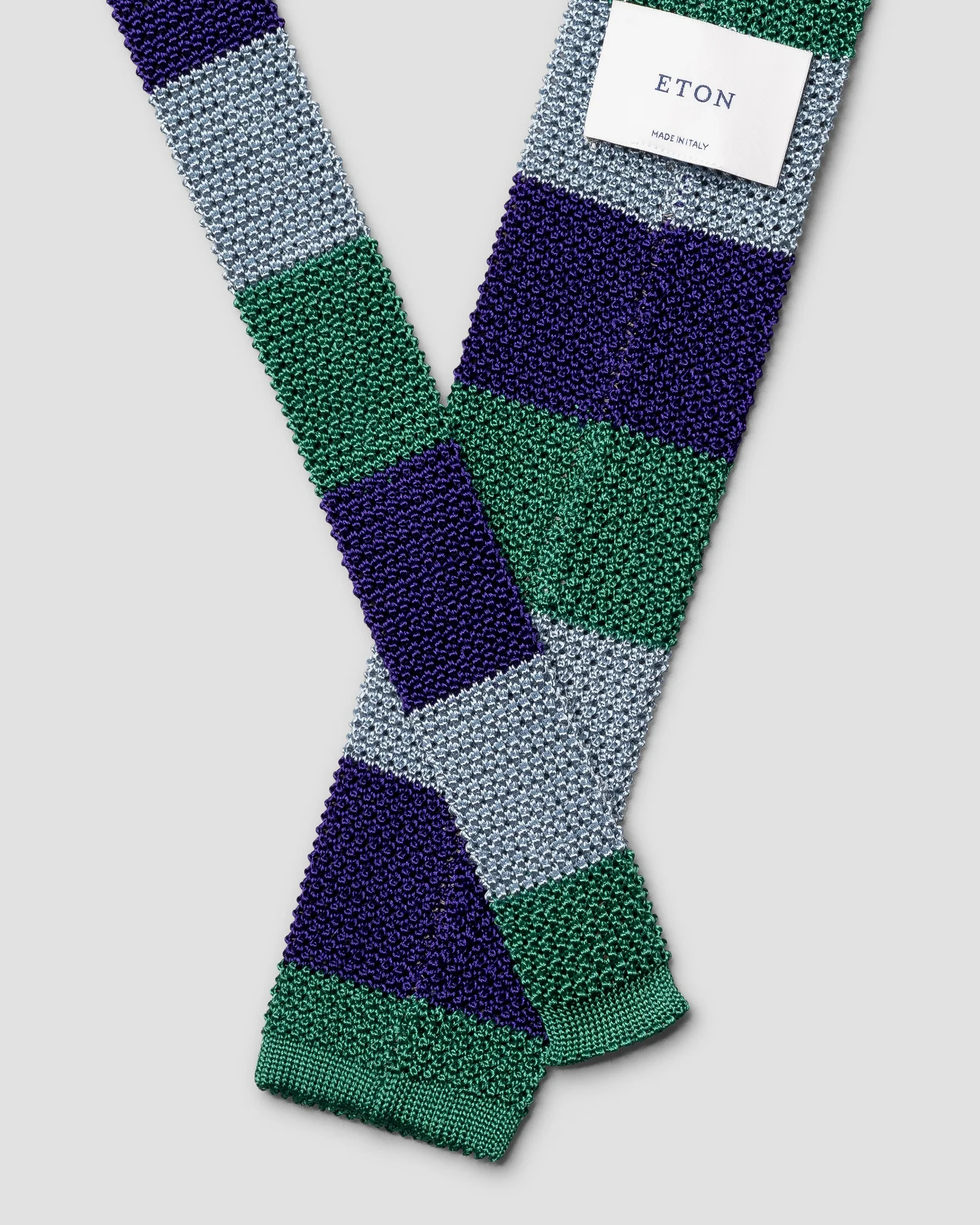 Eton - blue striped knit silk tie