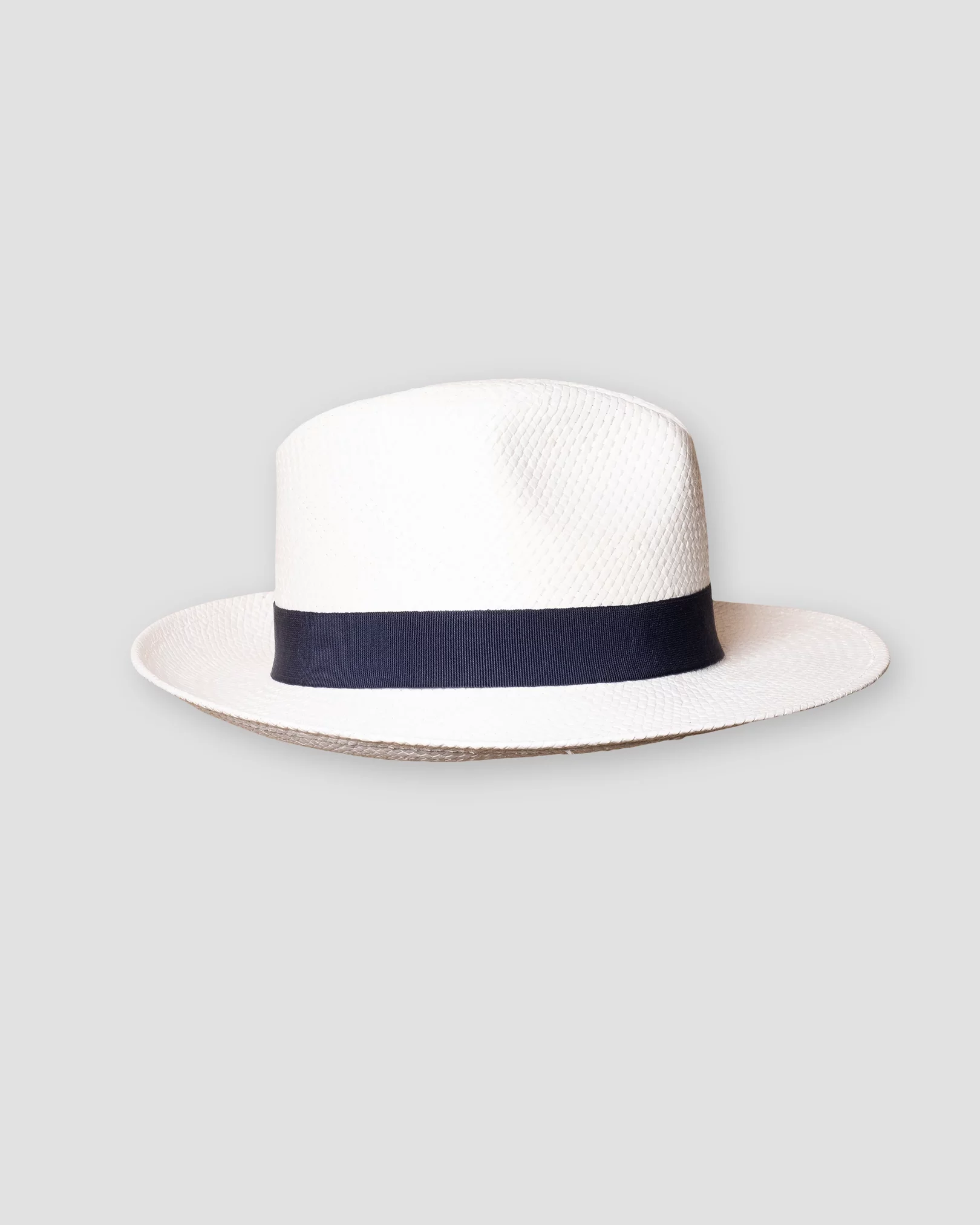 Eton - white straw hat navy ribbon