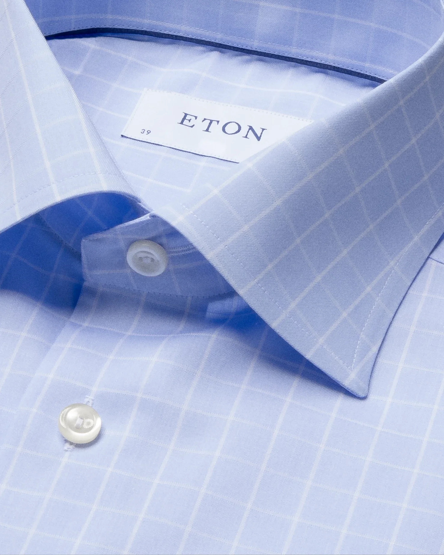 Eton - blue white checked shirt