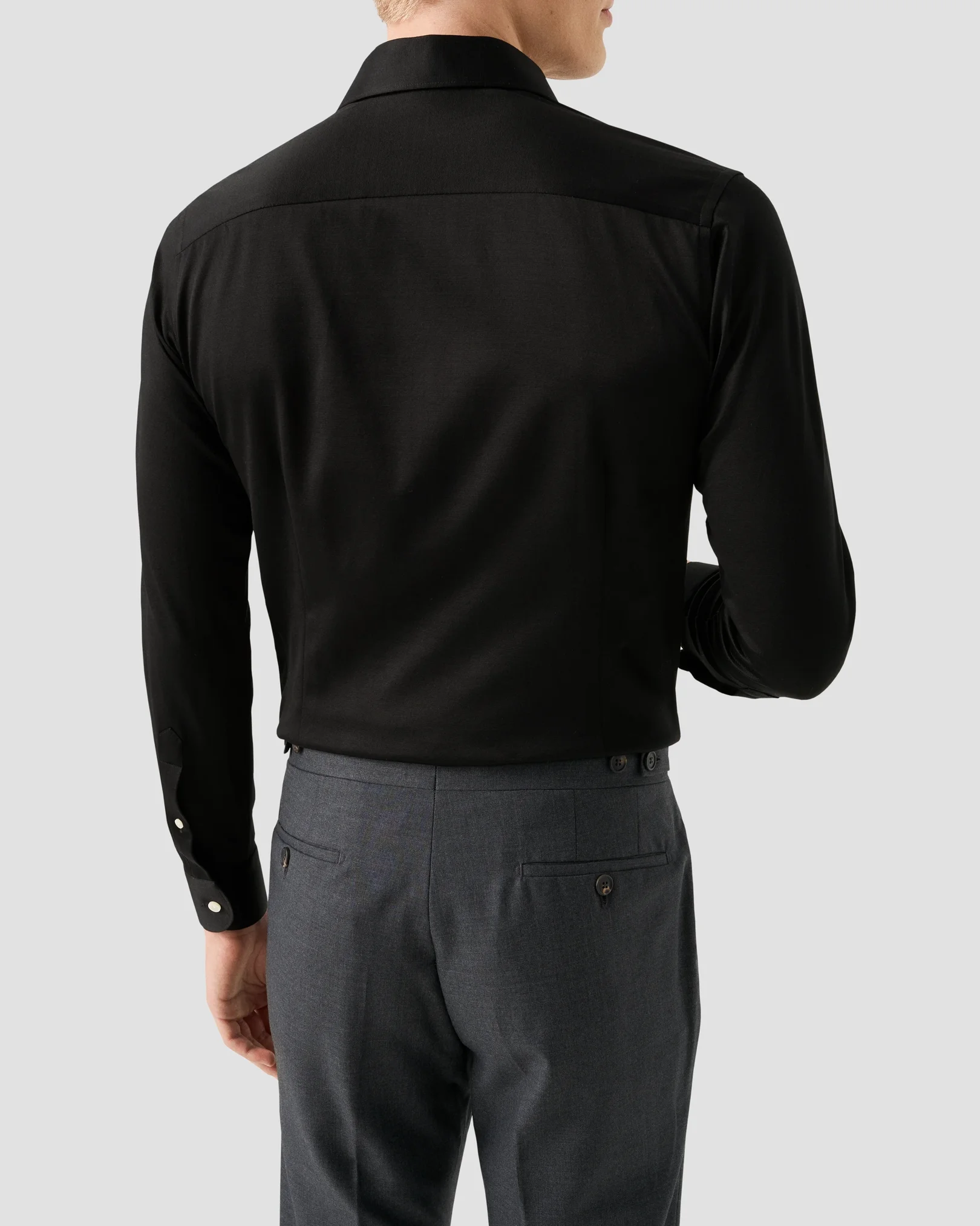 Eton - Skjorta i jacquardstickad Filo di Scozia