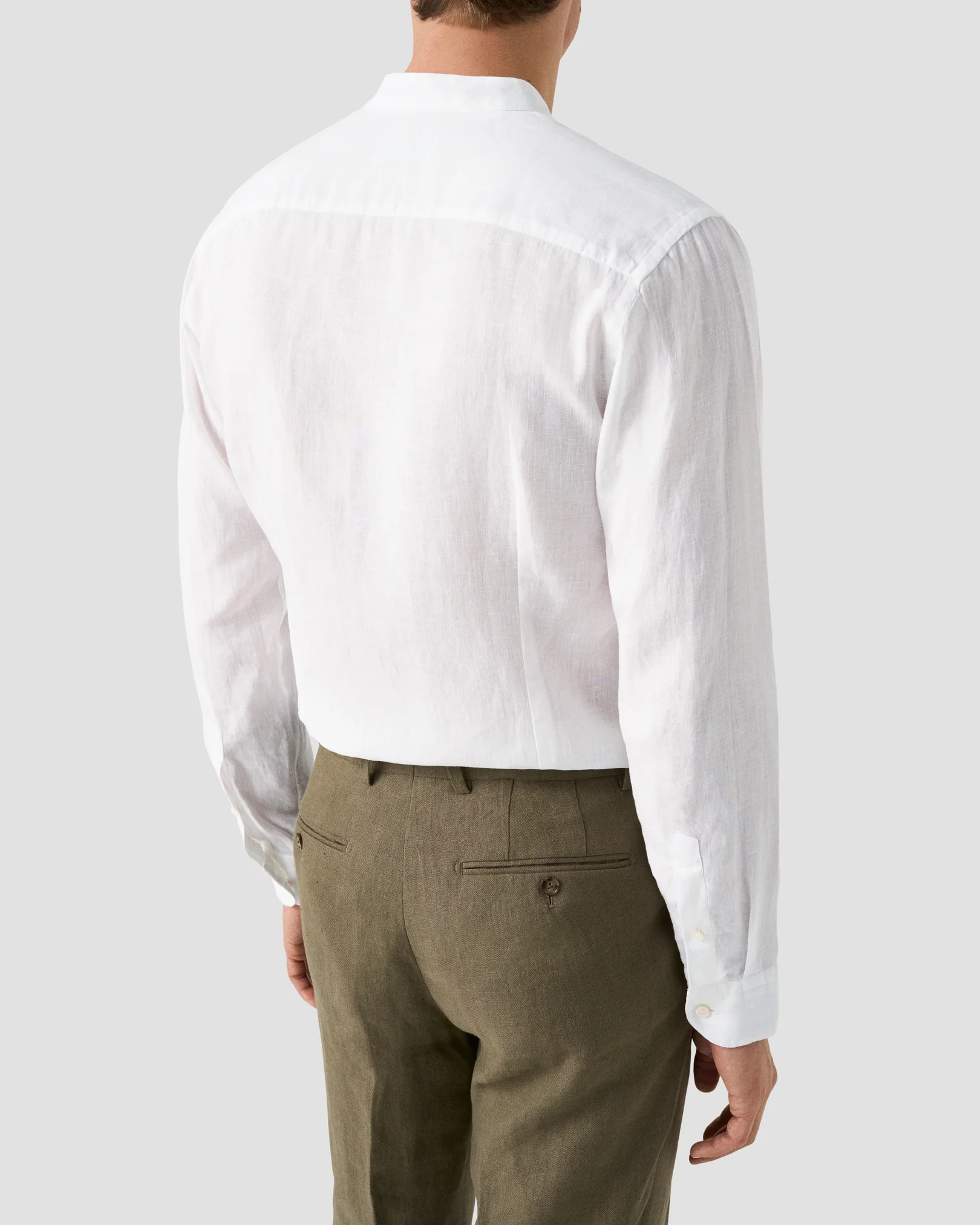 Eton - white band collar linen shirt