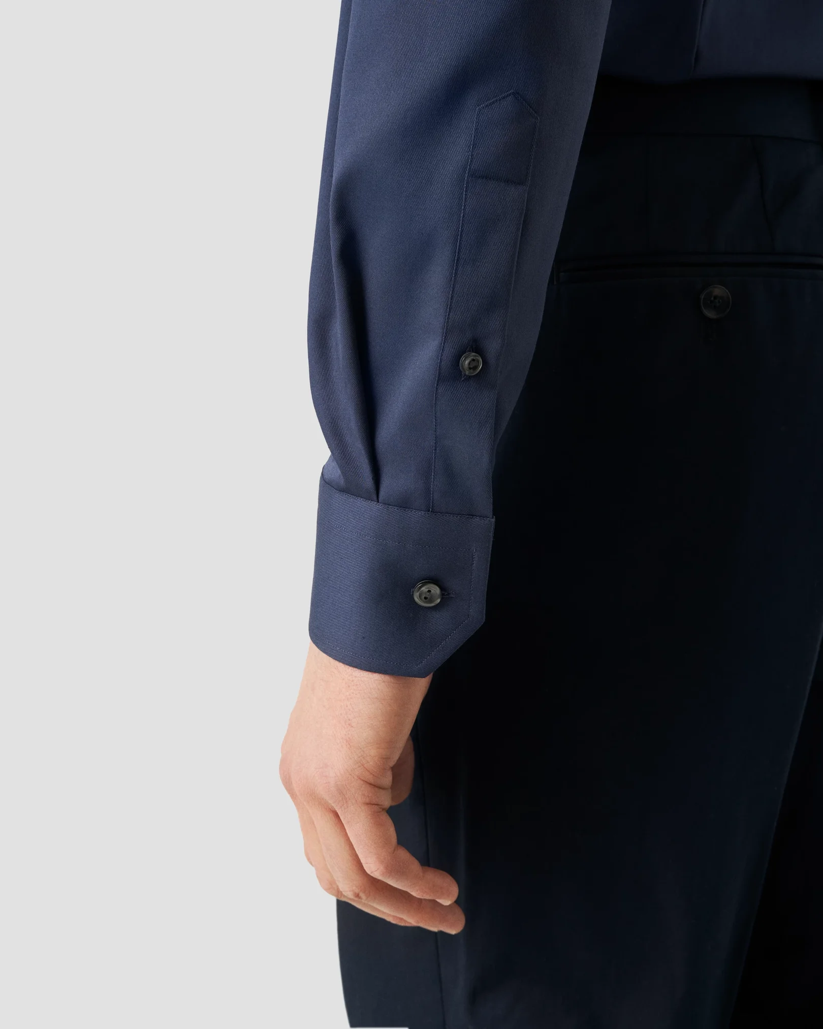 Eton - navy blue twill stretch shirt