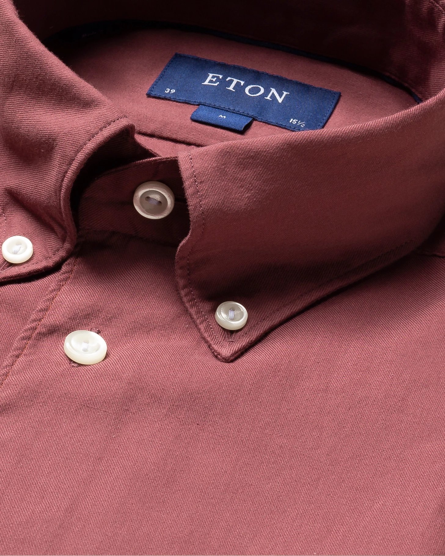 Eton - dusty red lightweight flannel shirt