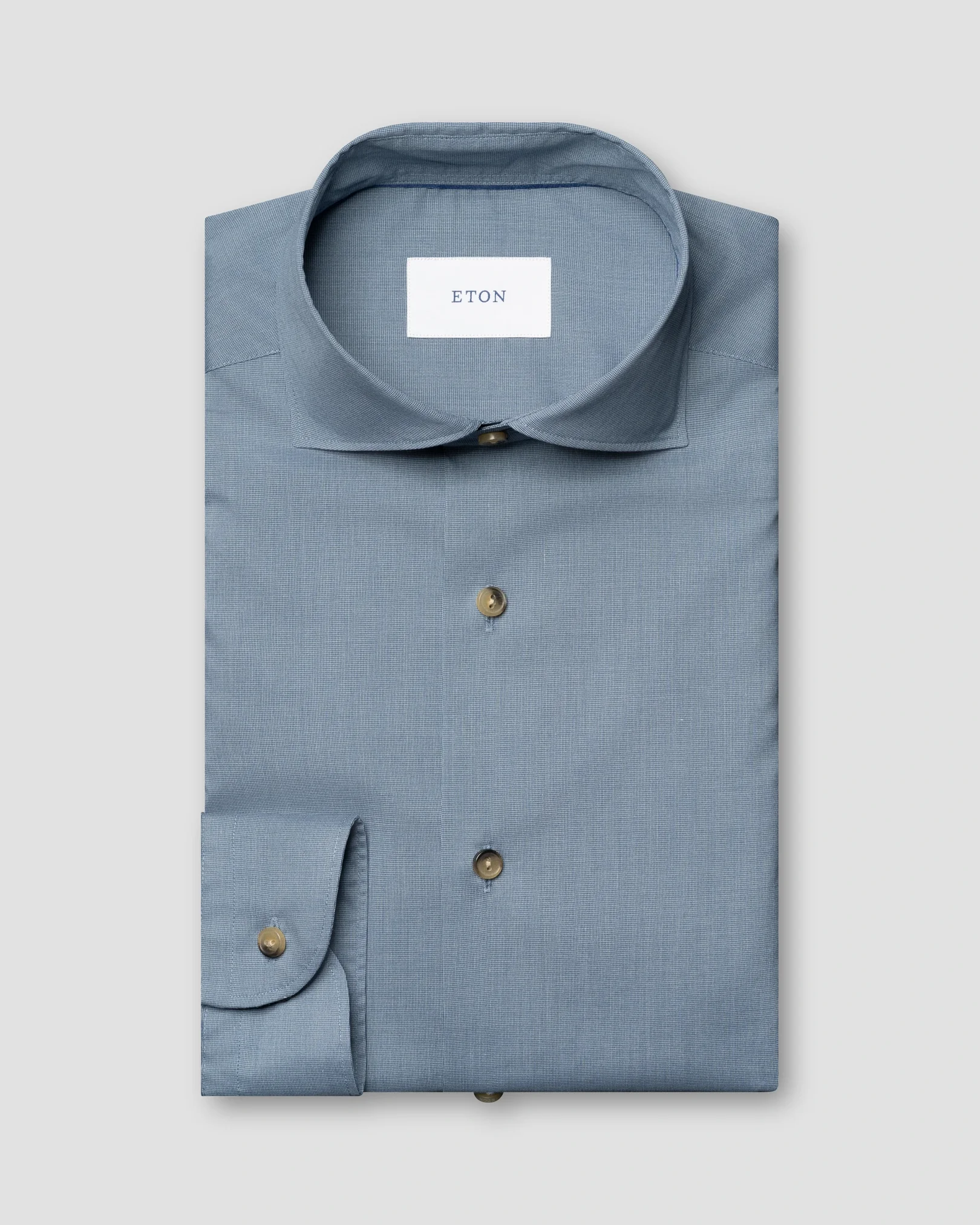 Eton - dark blue solid lighweight poplin shirt