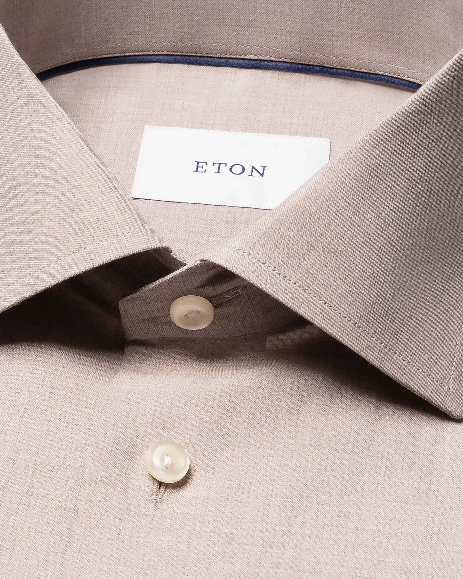 Eton - beige solid fine twill shirt