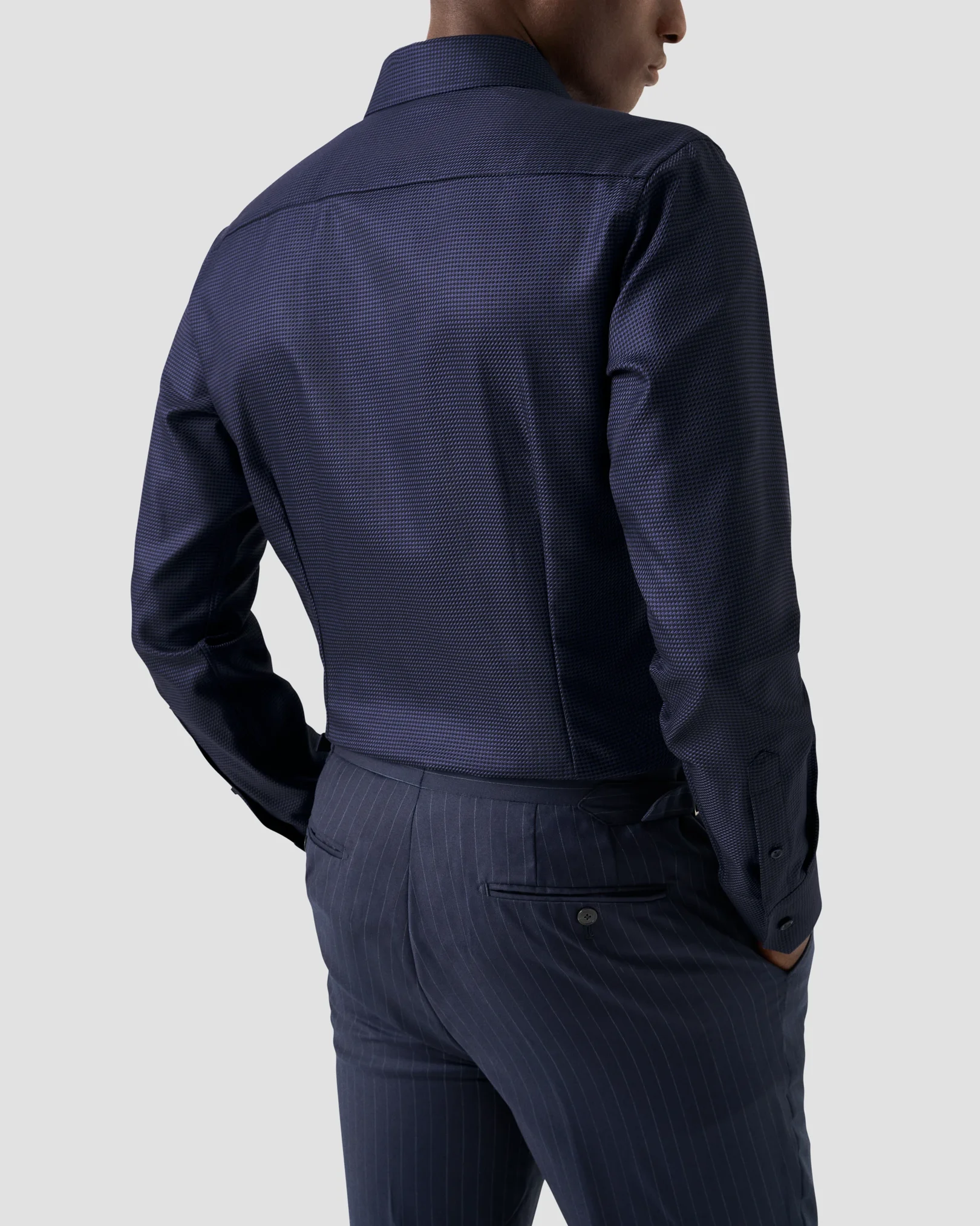 Eton - navy houndstooth king twill shirt