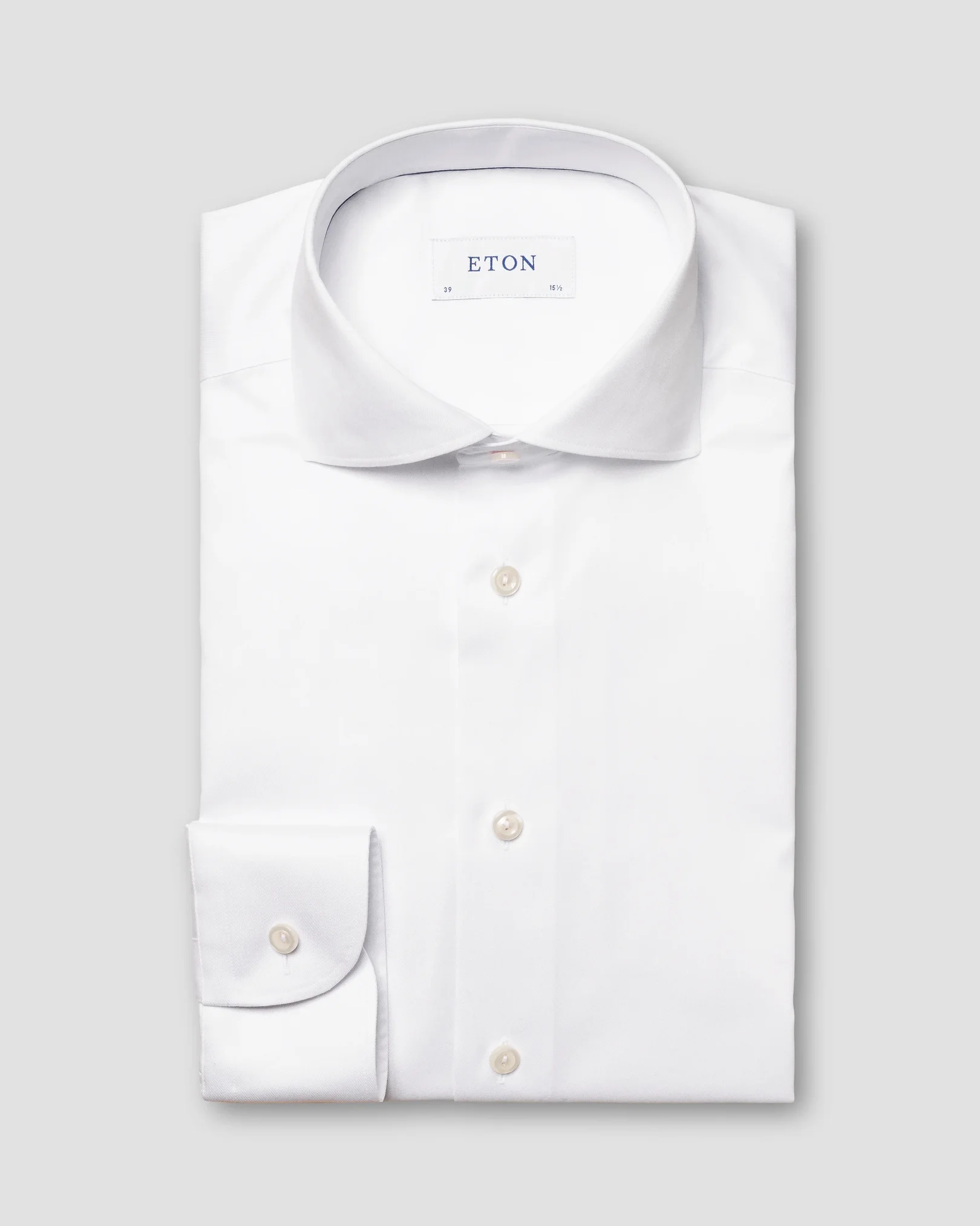 Eton - Chemise blanche en twill signature – Col italien