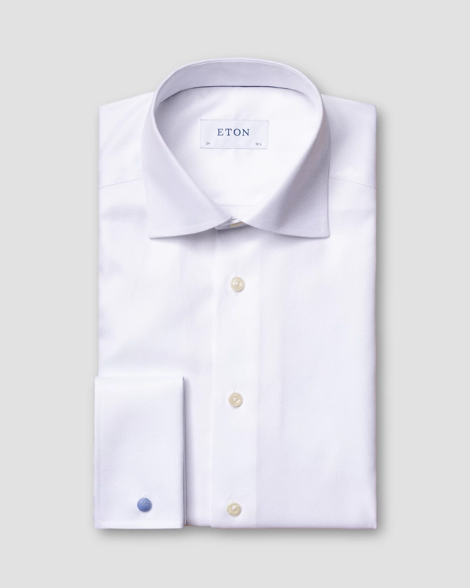 White Textured Twill Shirt – French Cuffs