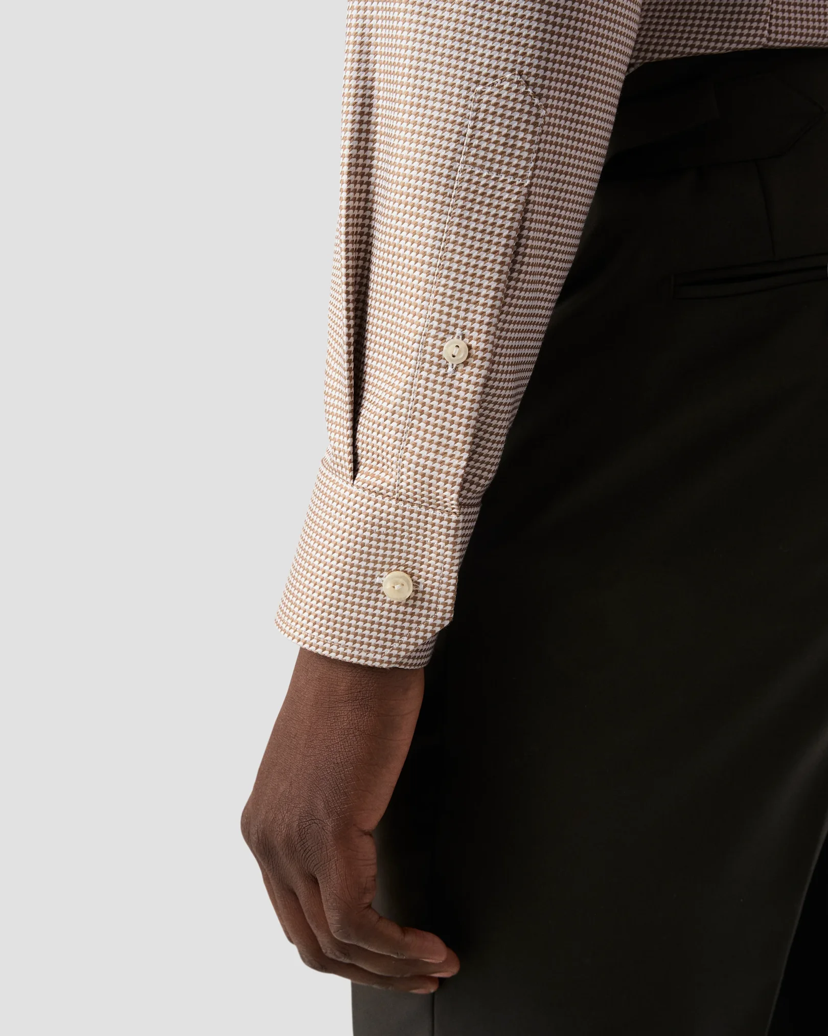Eton - beige houndstooth king twill shirt