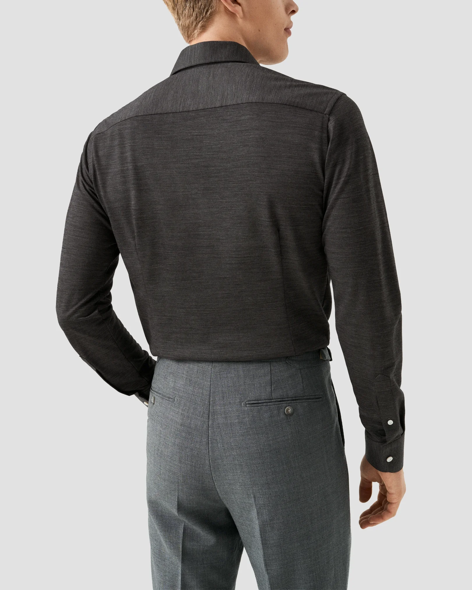 Eton - merino lyocell jersey shirt dark grey merino lyocell jersey shirt