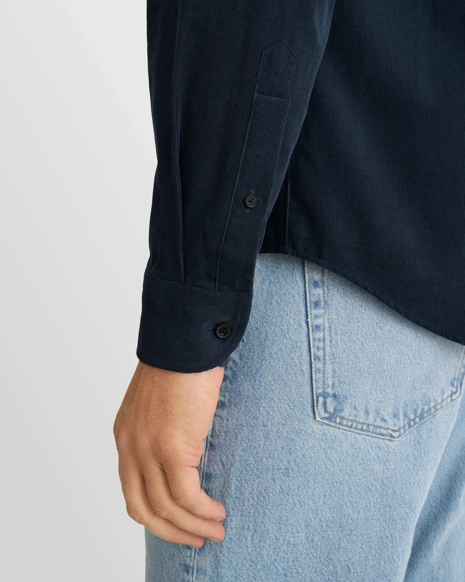 Eton - solid corduroy shirt navy blue solid corduroy shirt