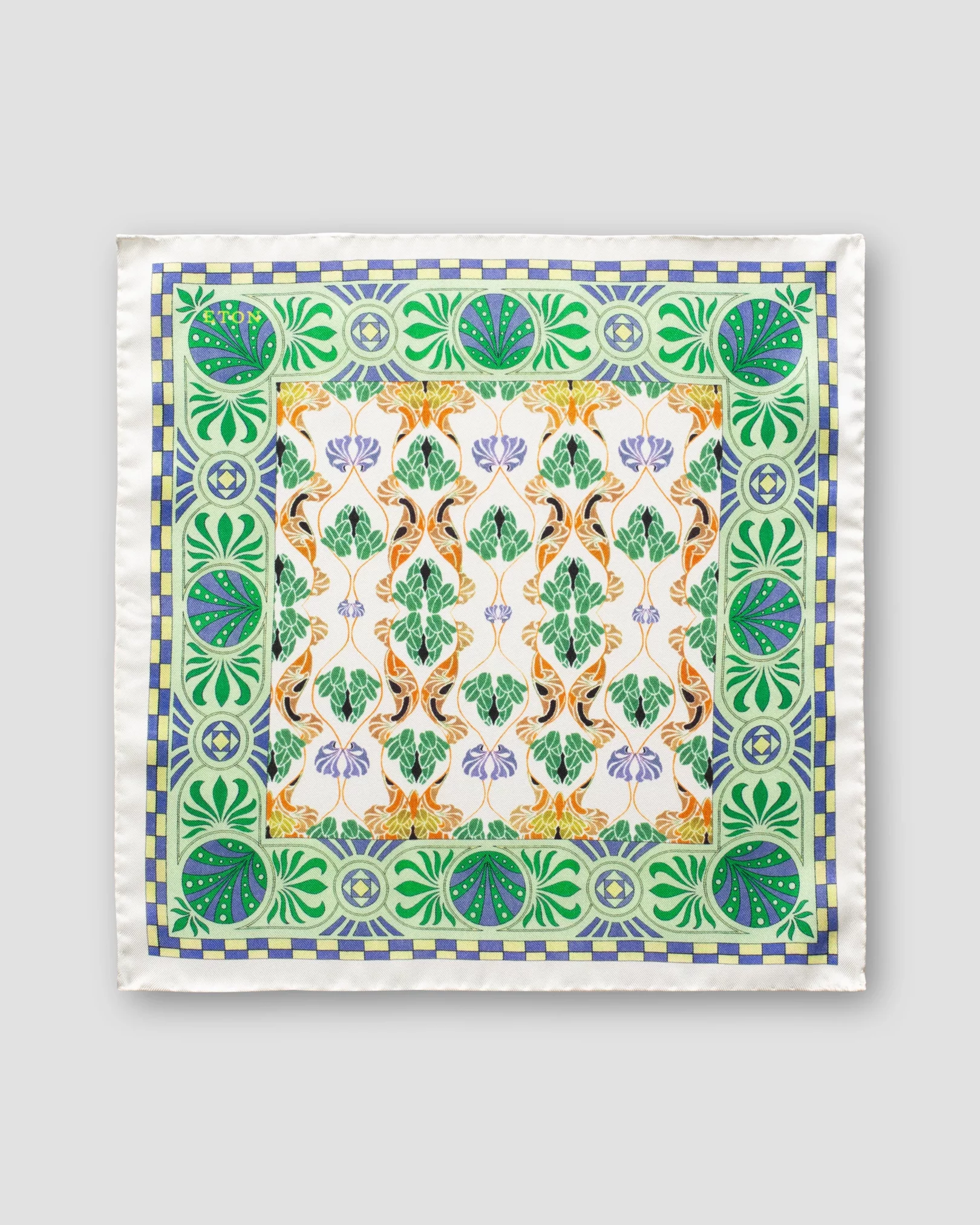 Eton - green floral art deco pocket square