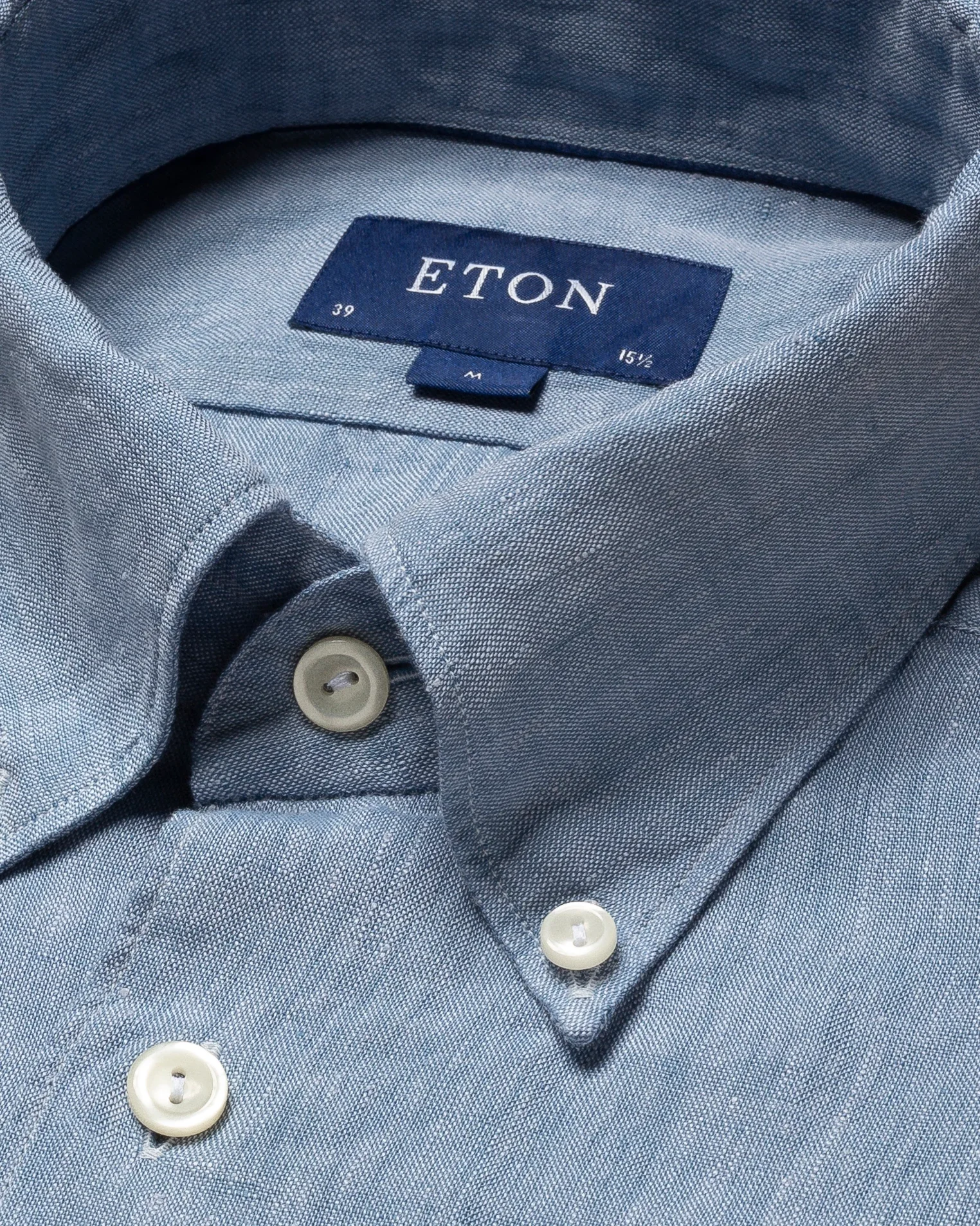 Blue Linen Shirt - Short Sleeved - Eton