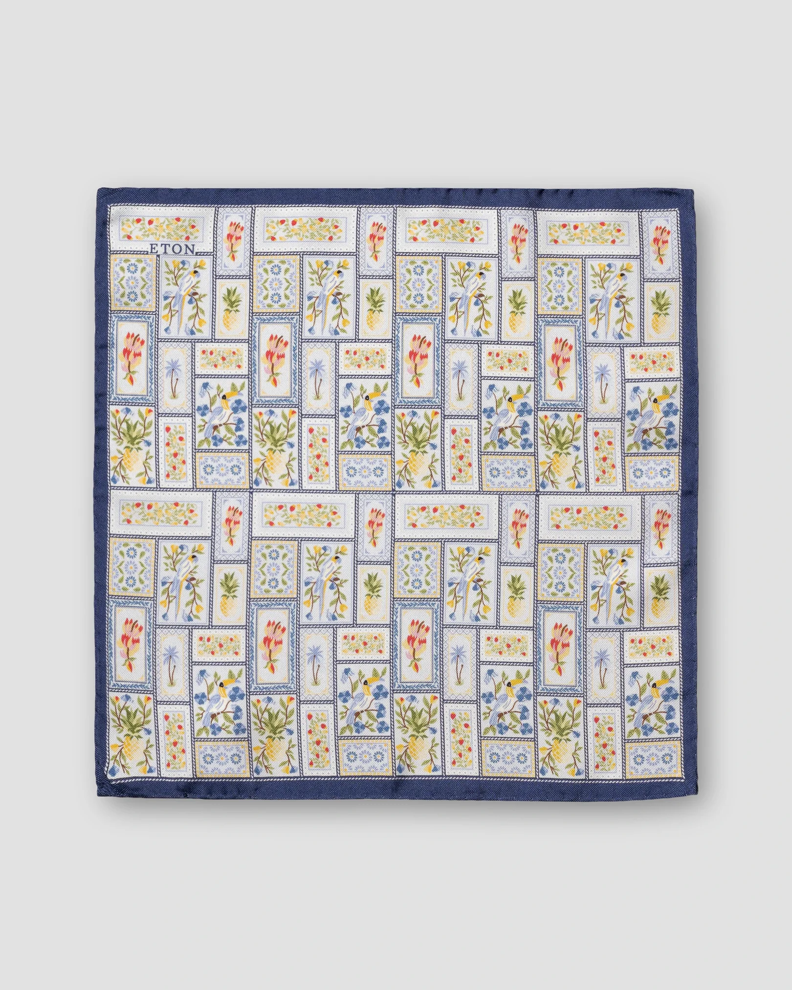 Eton - patchwork panama silk pocket square
