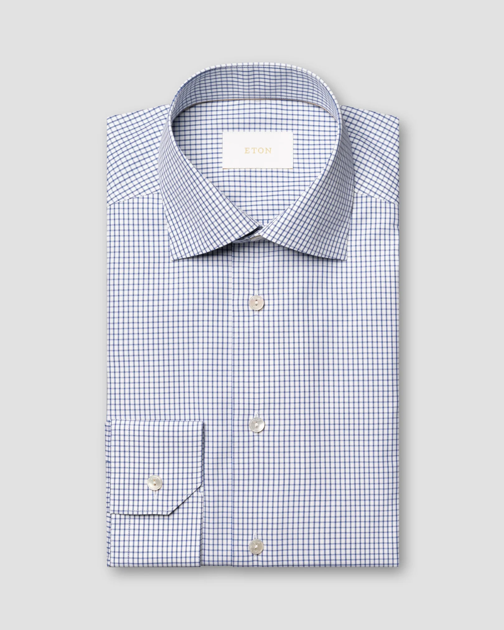 Eton - dark blue check supima 120 shirt
