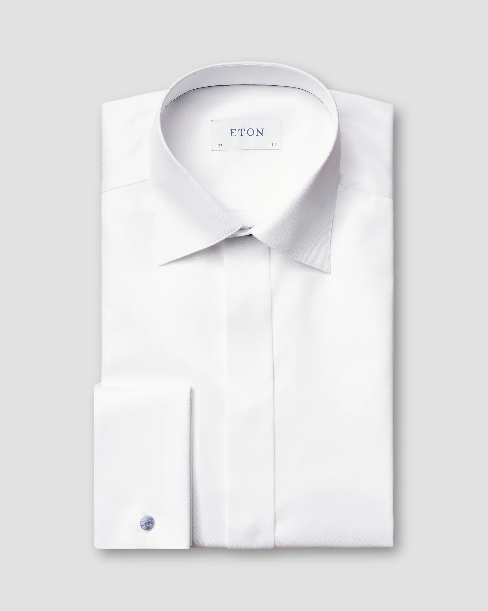 Eton - white fly front signature twill evening shirt
