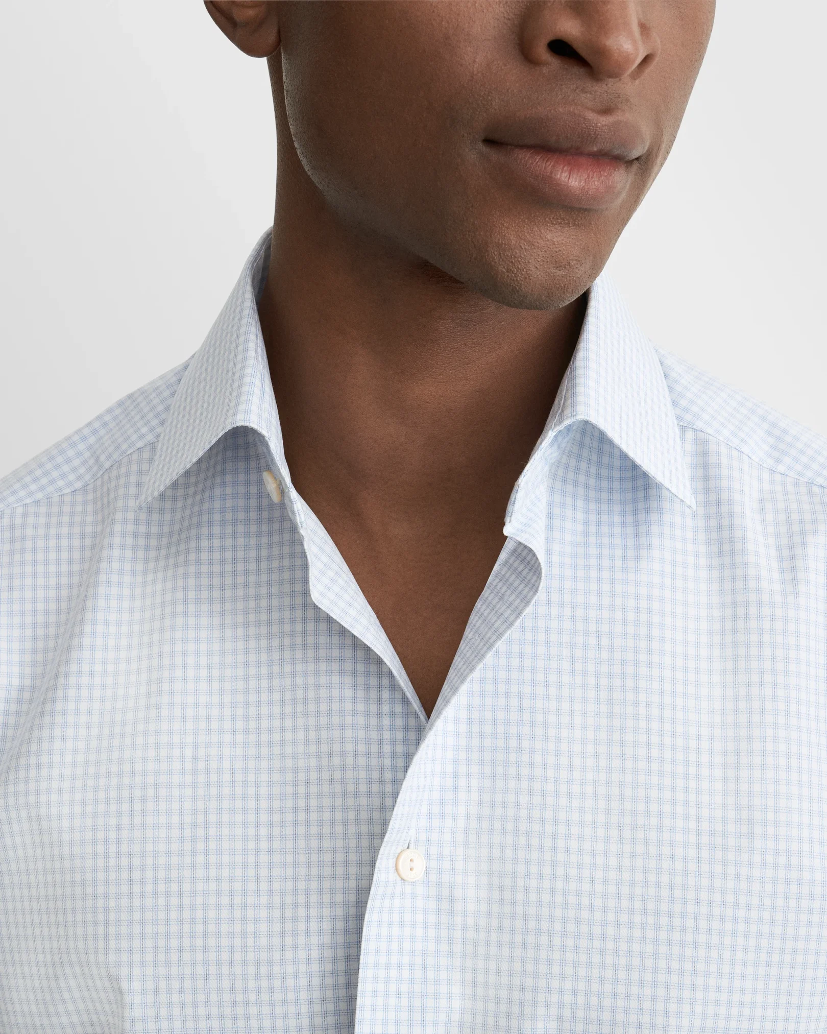 Eton - light blue check supima 263