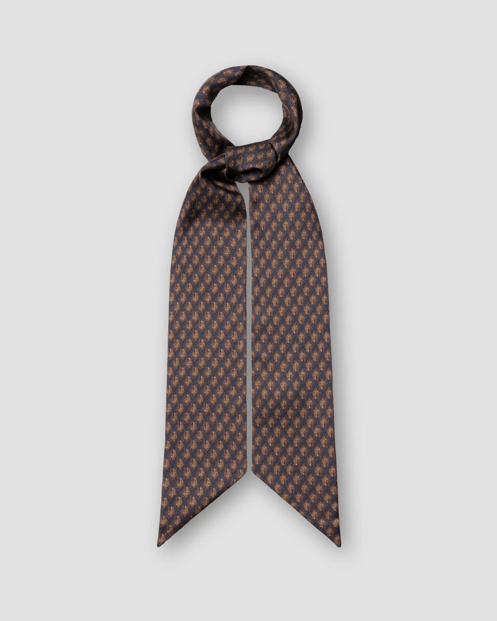 Eton - navy blue printed twill dyed silk tie scarf