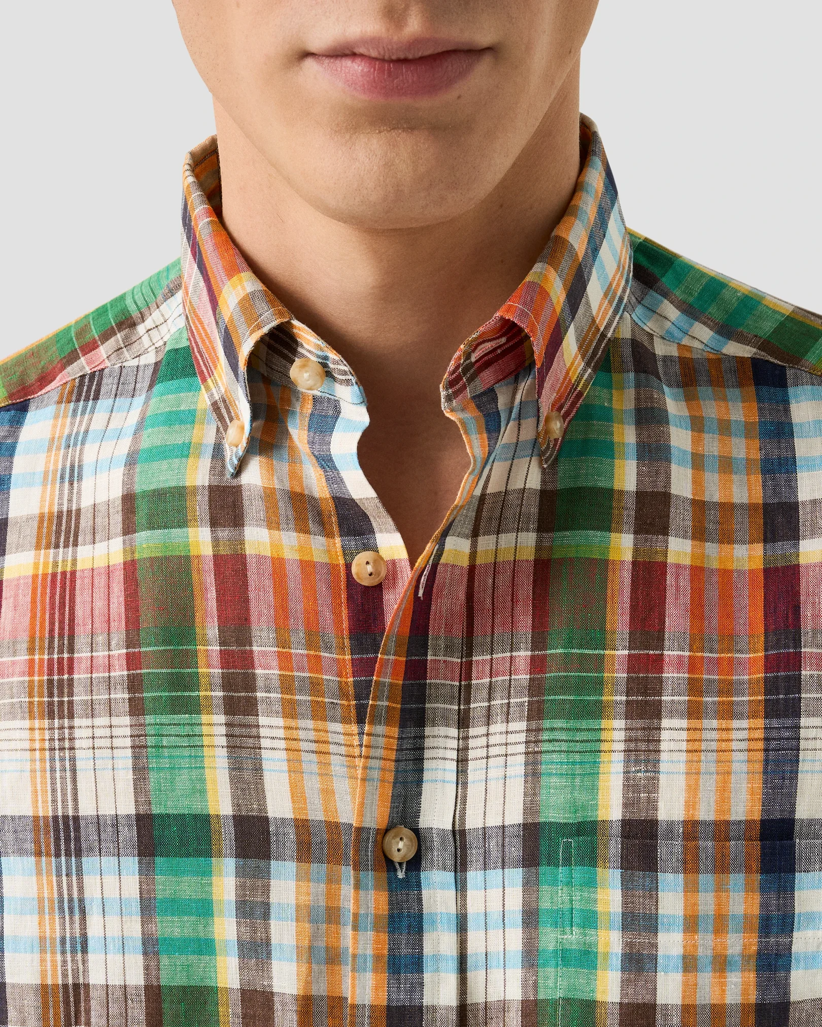 Eton - Bold Check Linen Shirt
