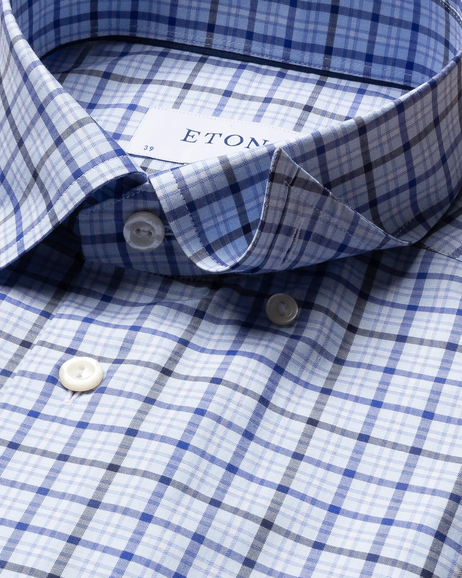 Eton - blue checks fine twill shirt