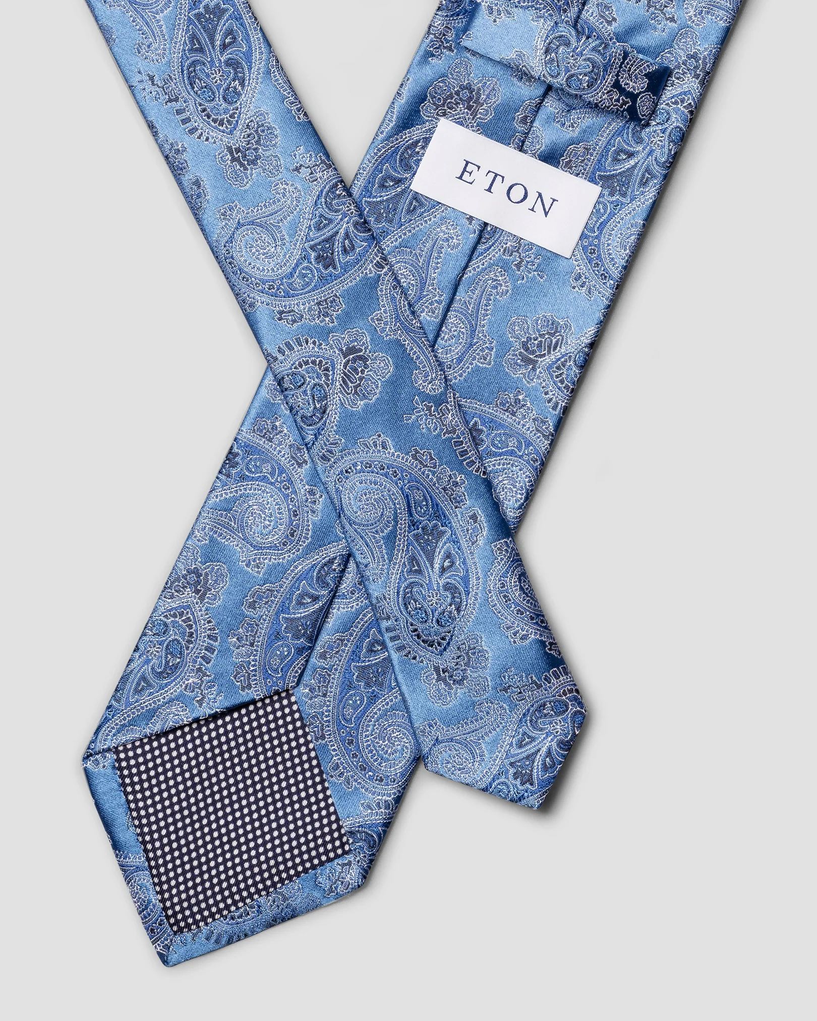 Eton - mid blue paisley woven silk tie