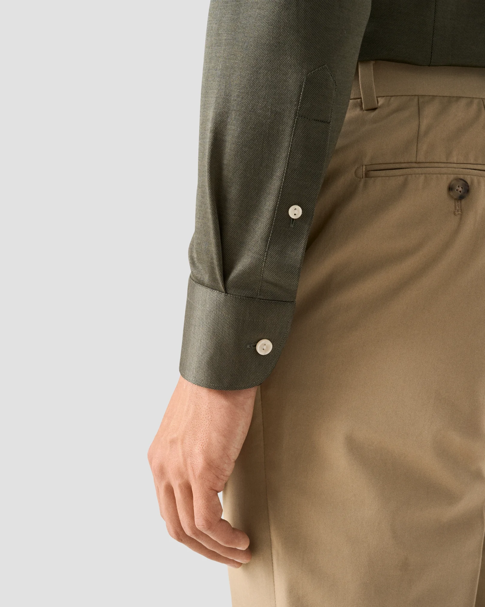 Eton - filo di scozia knit shirt dark green