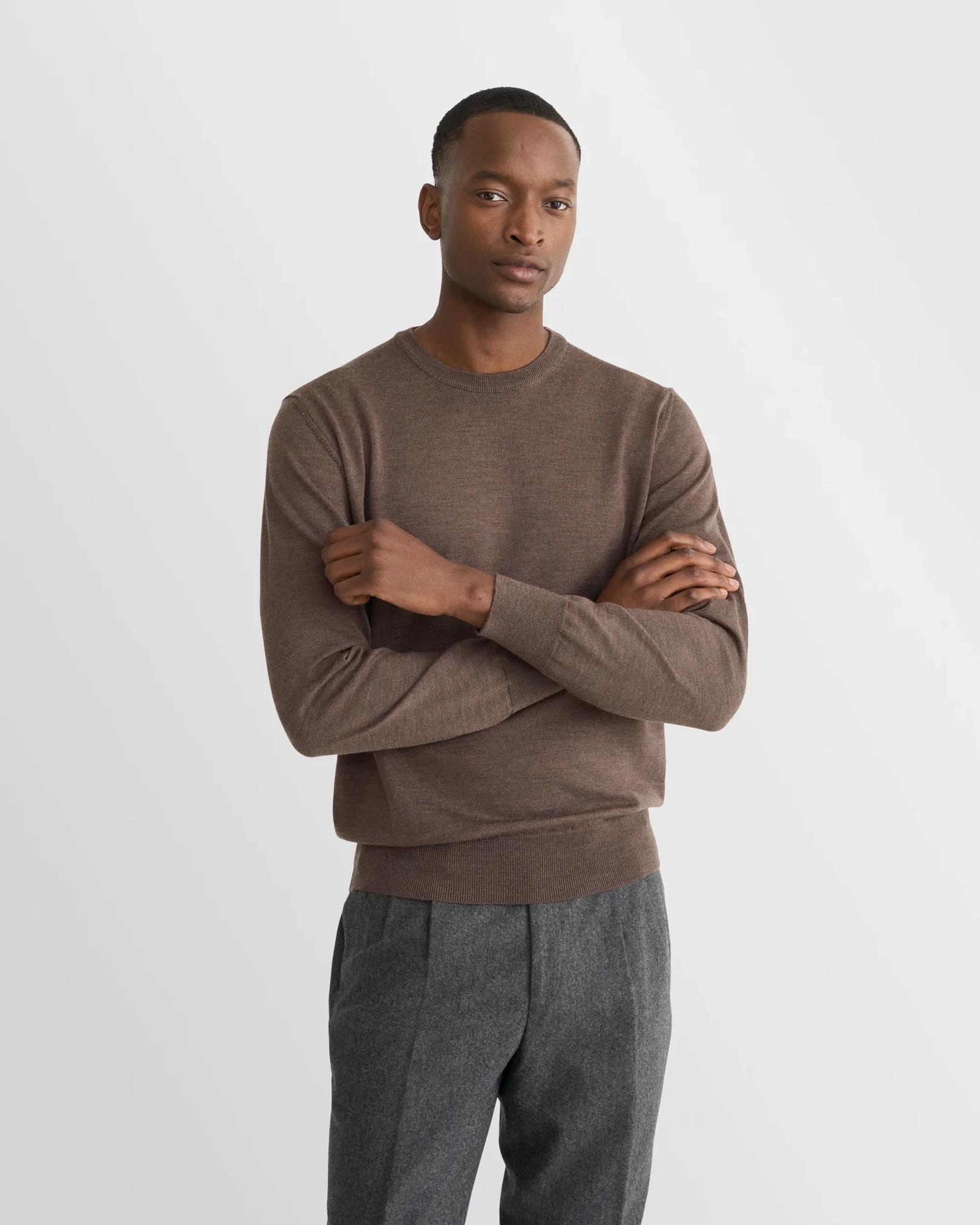 Eton - dark brown merino knit crewneck